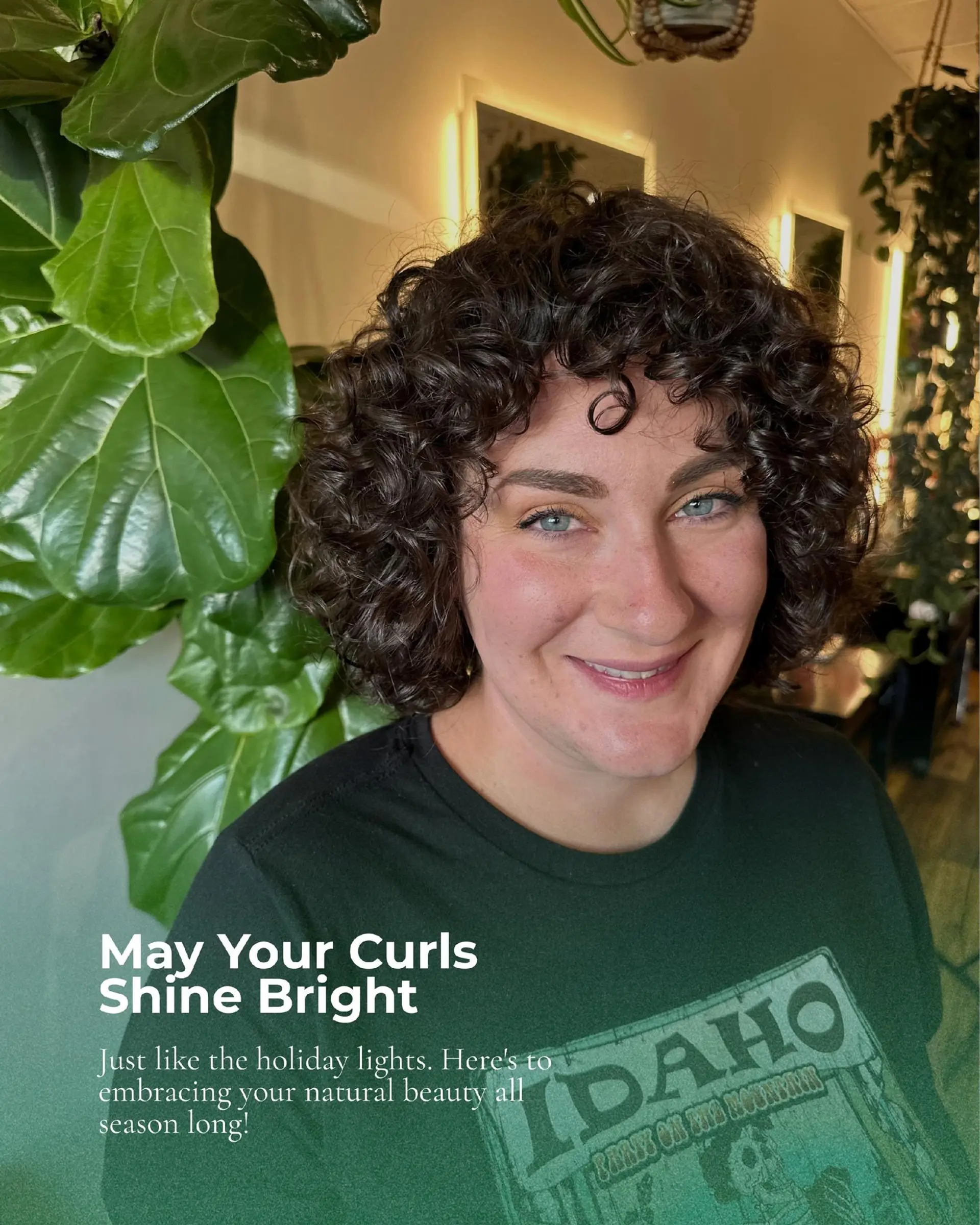 A rounded, voluminous curly bob featuring defined ringlets and face-framing curly bangs. 1
