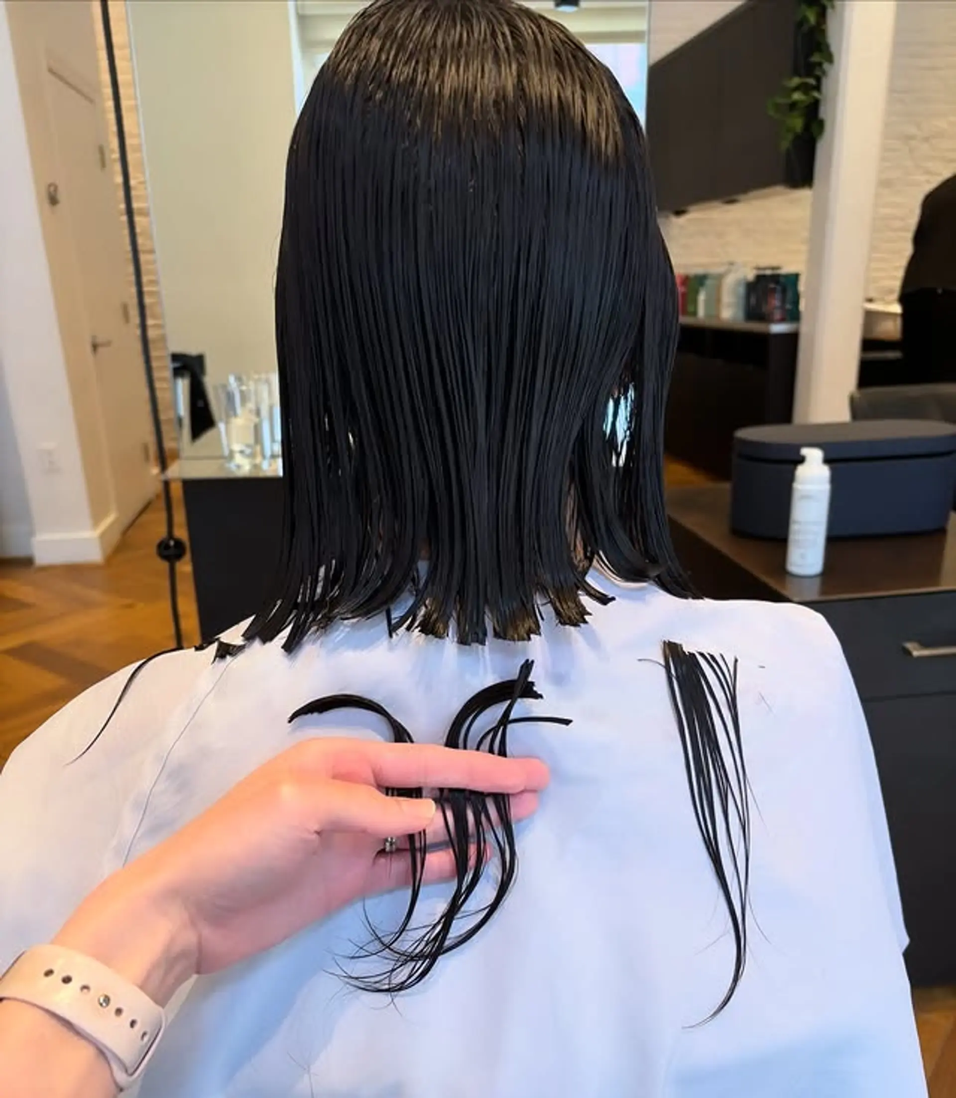 A classic blunt cut bob, sleek and modern. 1