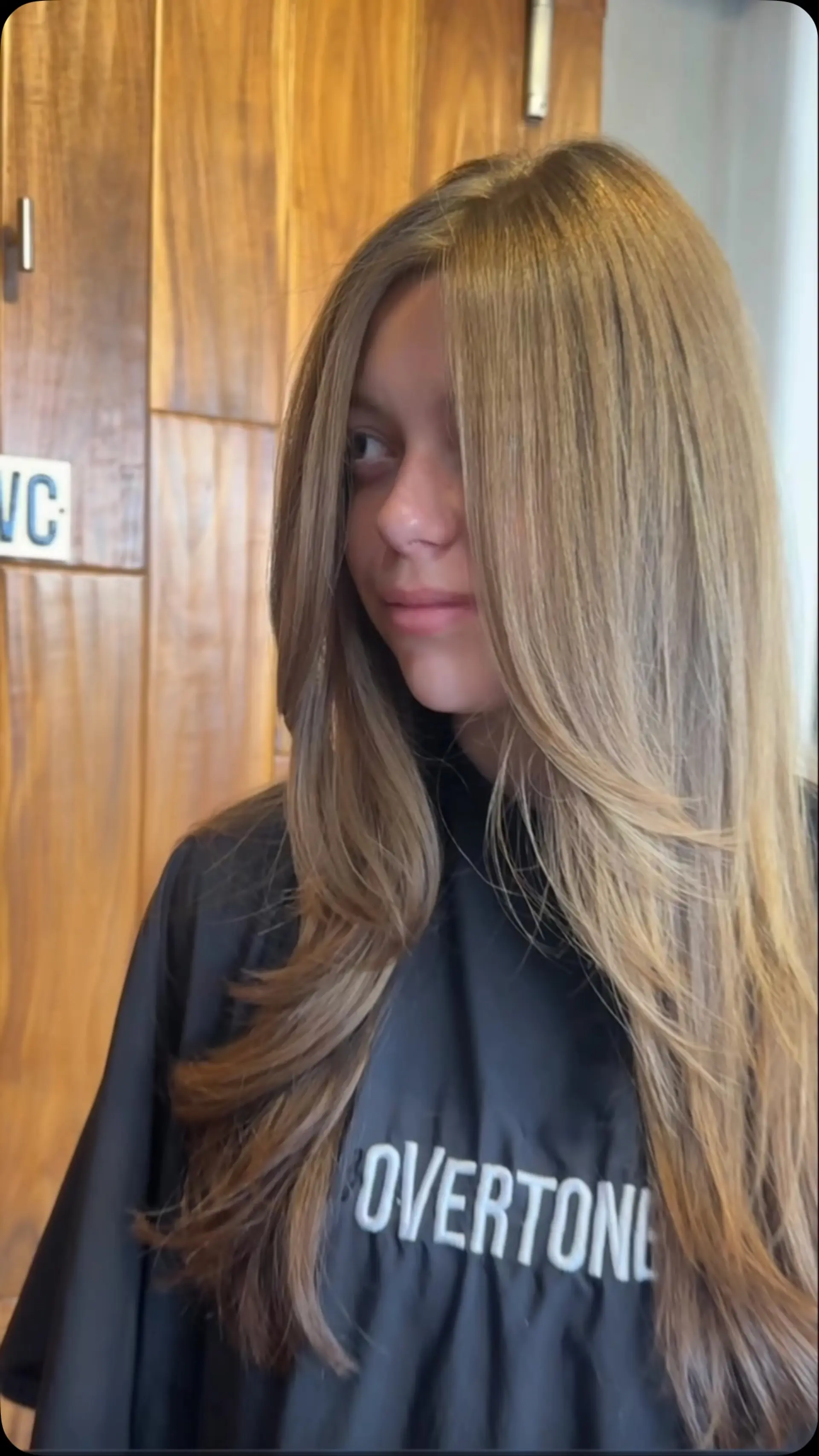 Long, smooth hair cut with softly tapered face-framing layers and curved ends. 1
