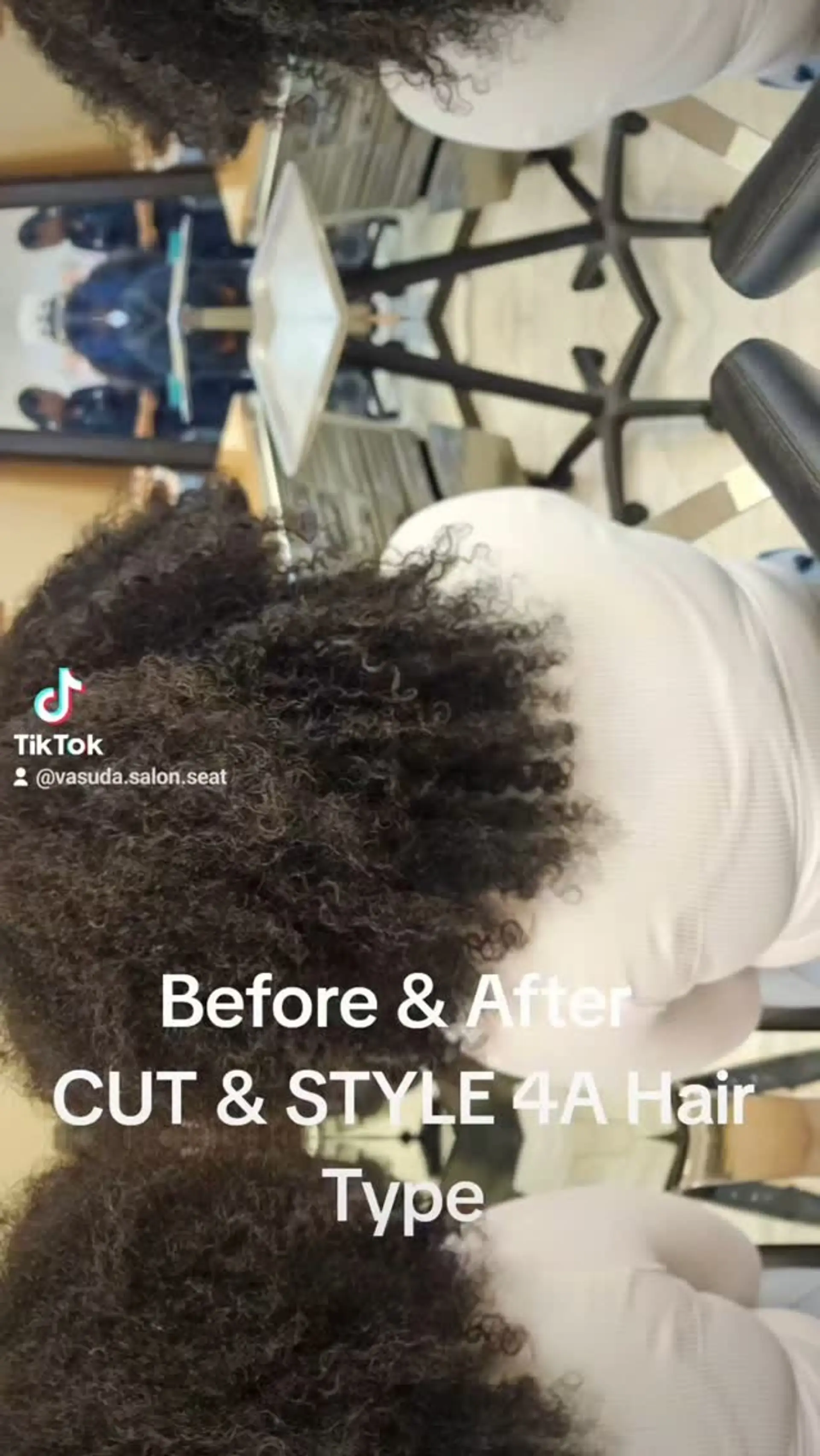 A natural curly cut and shape designed for type 4A textured hair, showcasing soft volume and tight coil definition. 1