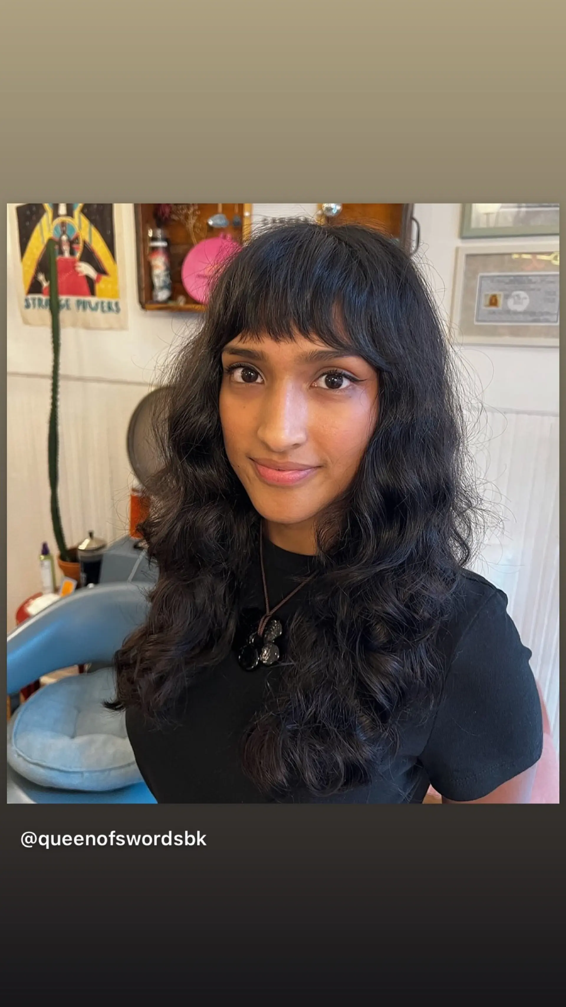 A wavy shag haircut with textured bangs and soft, romantic waves. 1