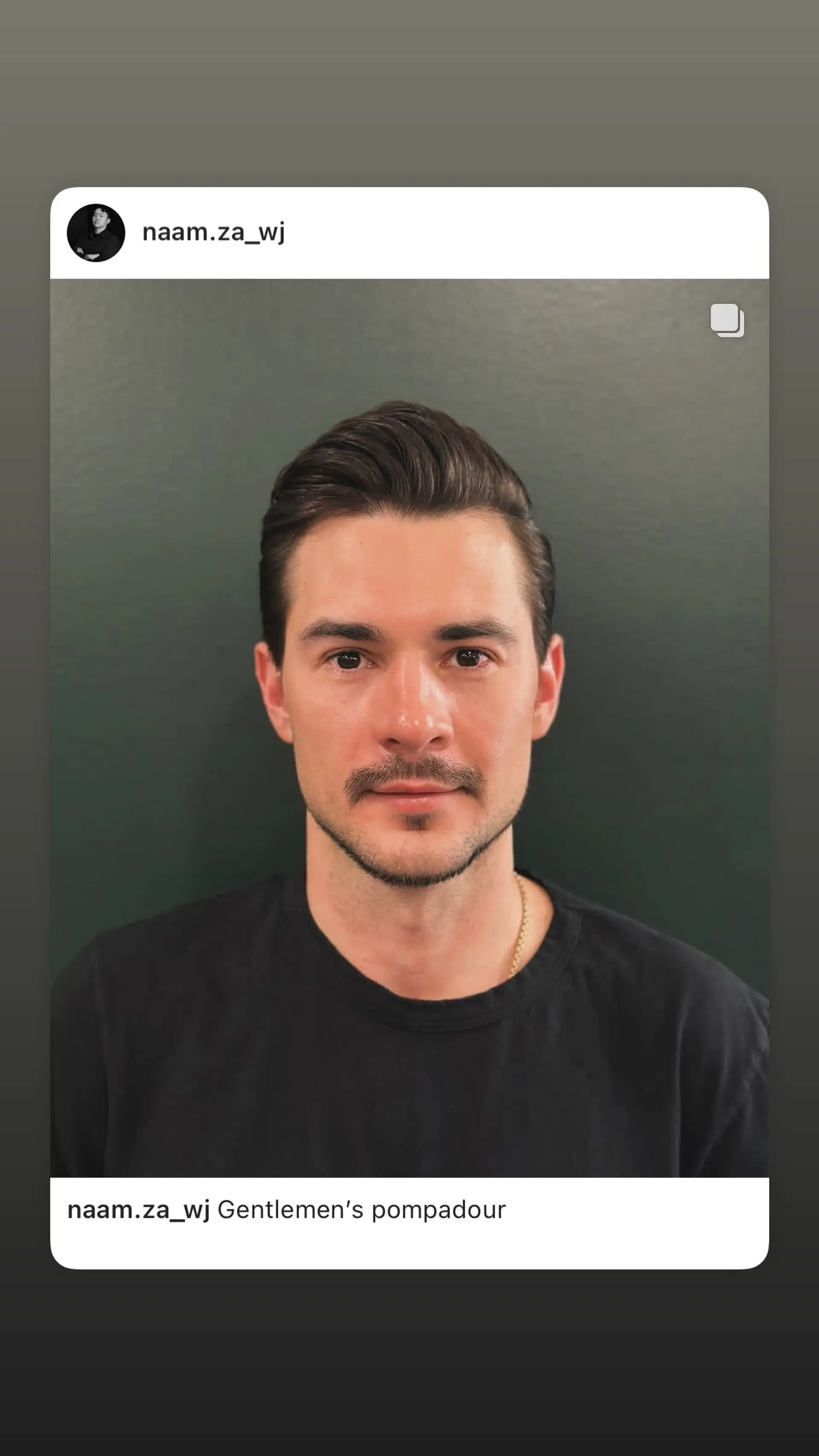 A classic and sophisticated men's hairstyle featuring a pomp with tapered sides and a defined part. 1