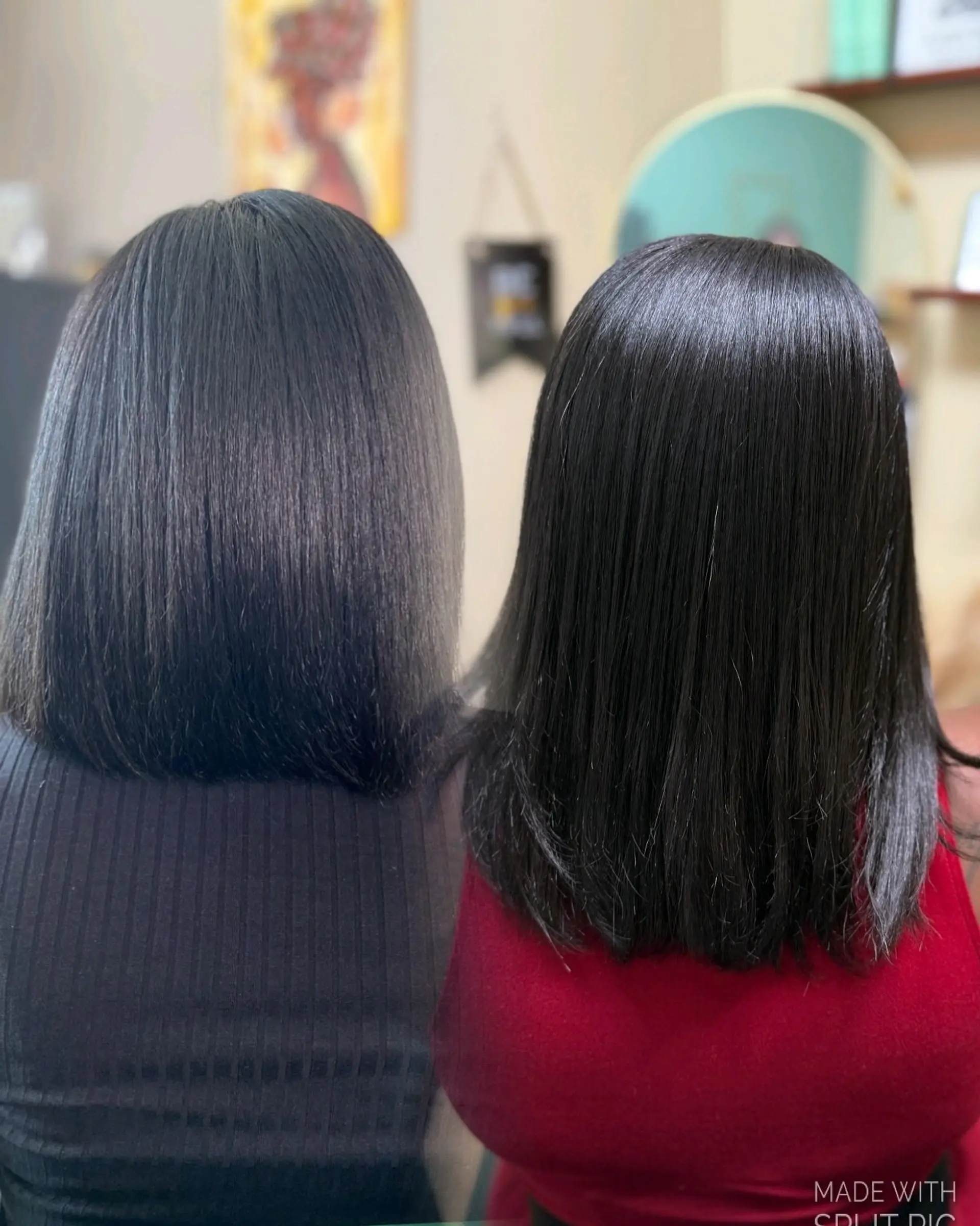 A sleek, smooth silk press showing healthy length retention with polished, even ends. 1
