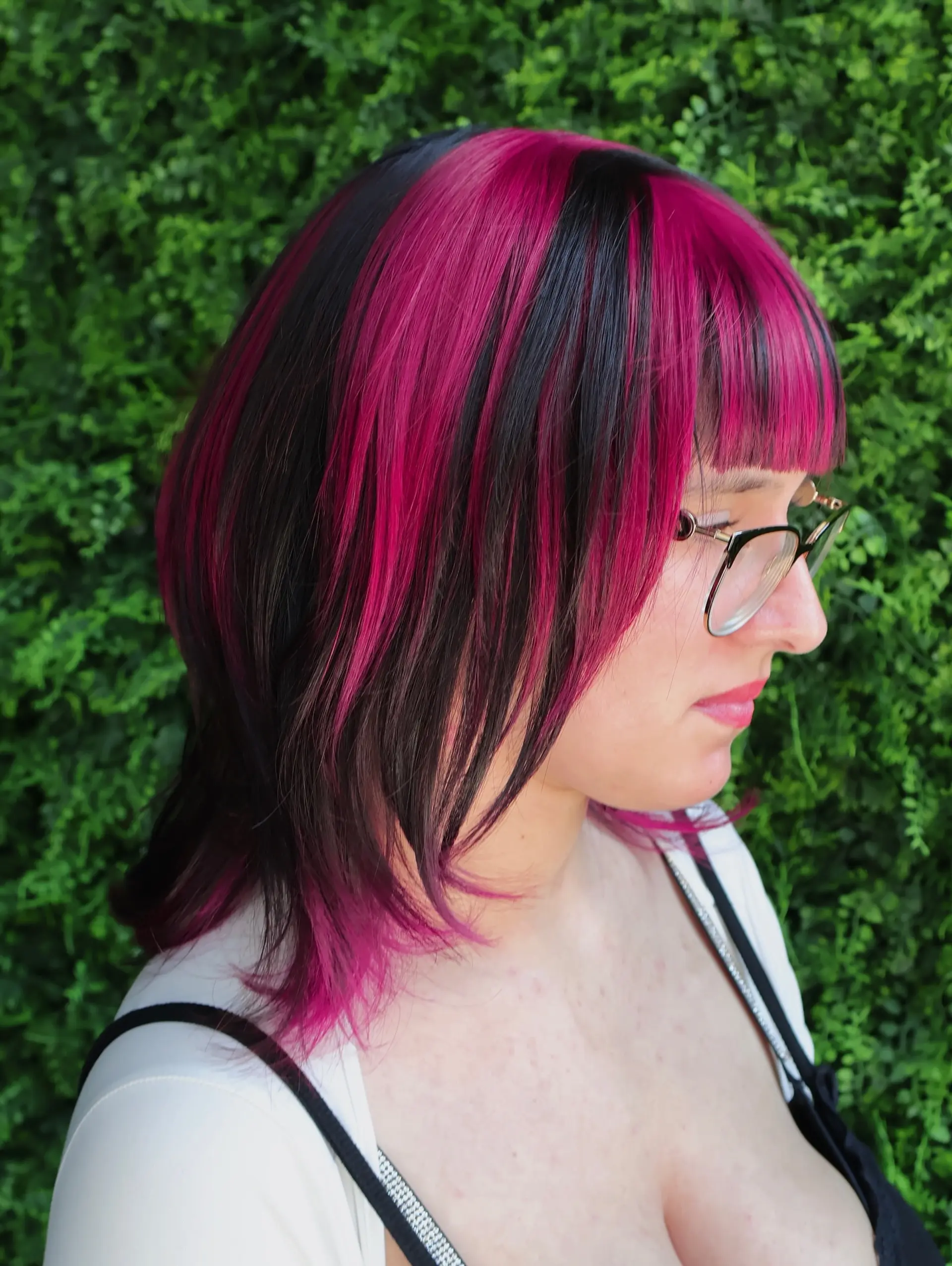 A bob with magenta streaks. 3
