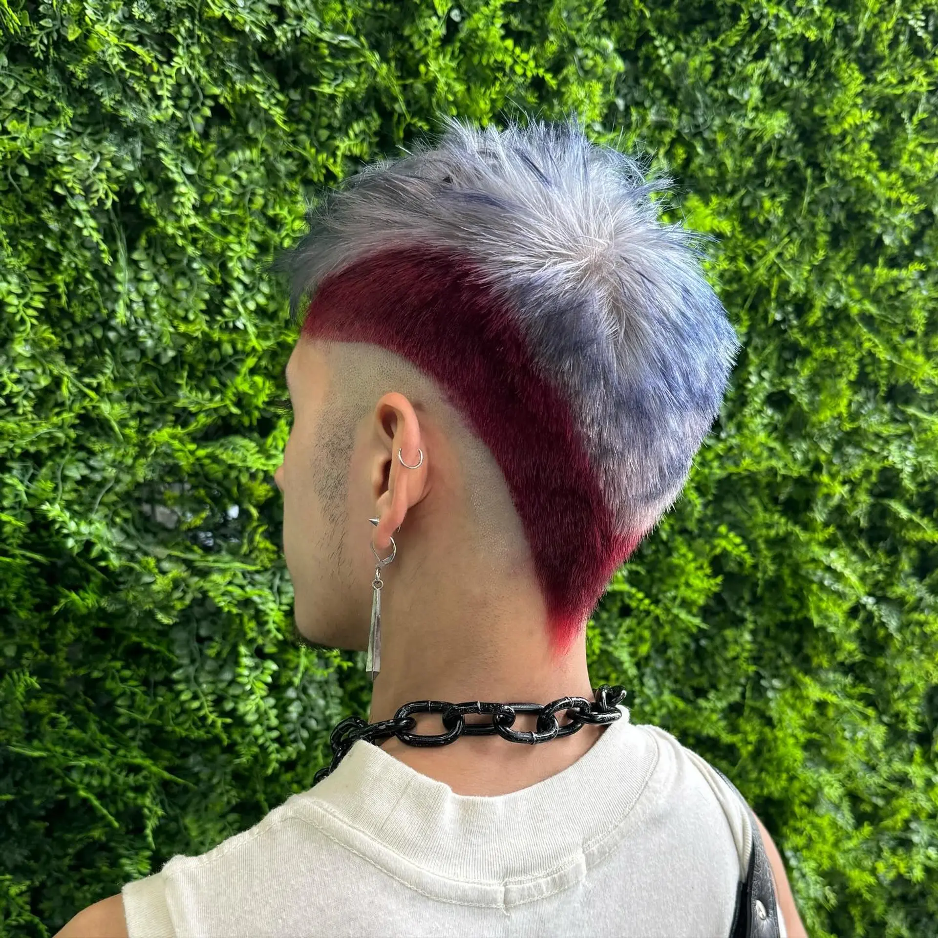Short hair with a color block fade. 1