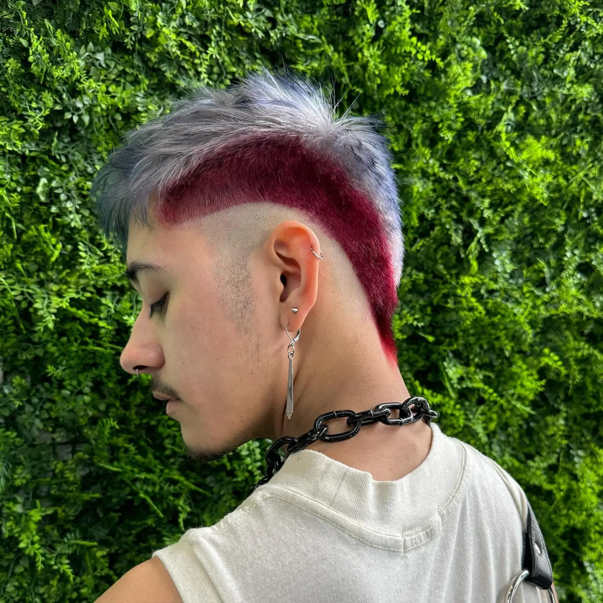 Short hair with a color block fade. 2