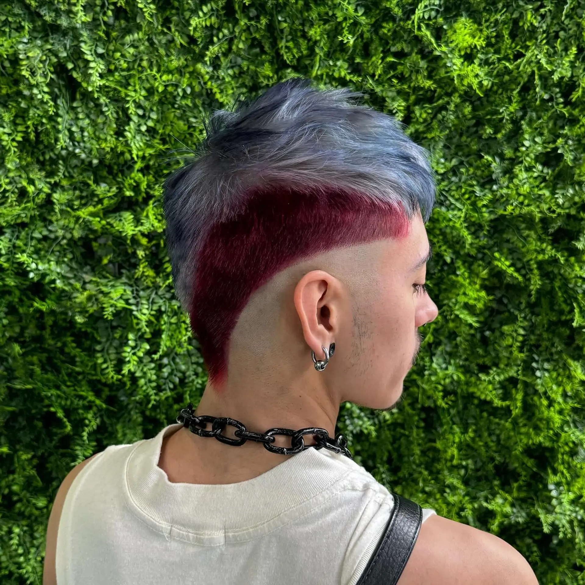 Short hair with a color block fade. 3