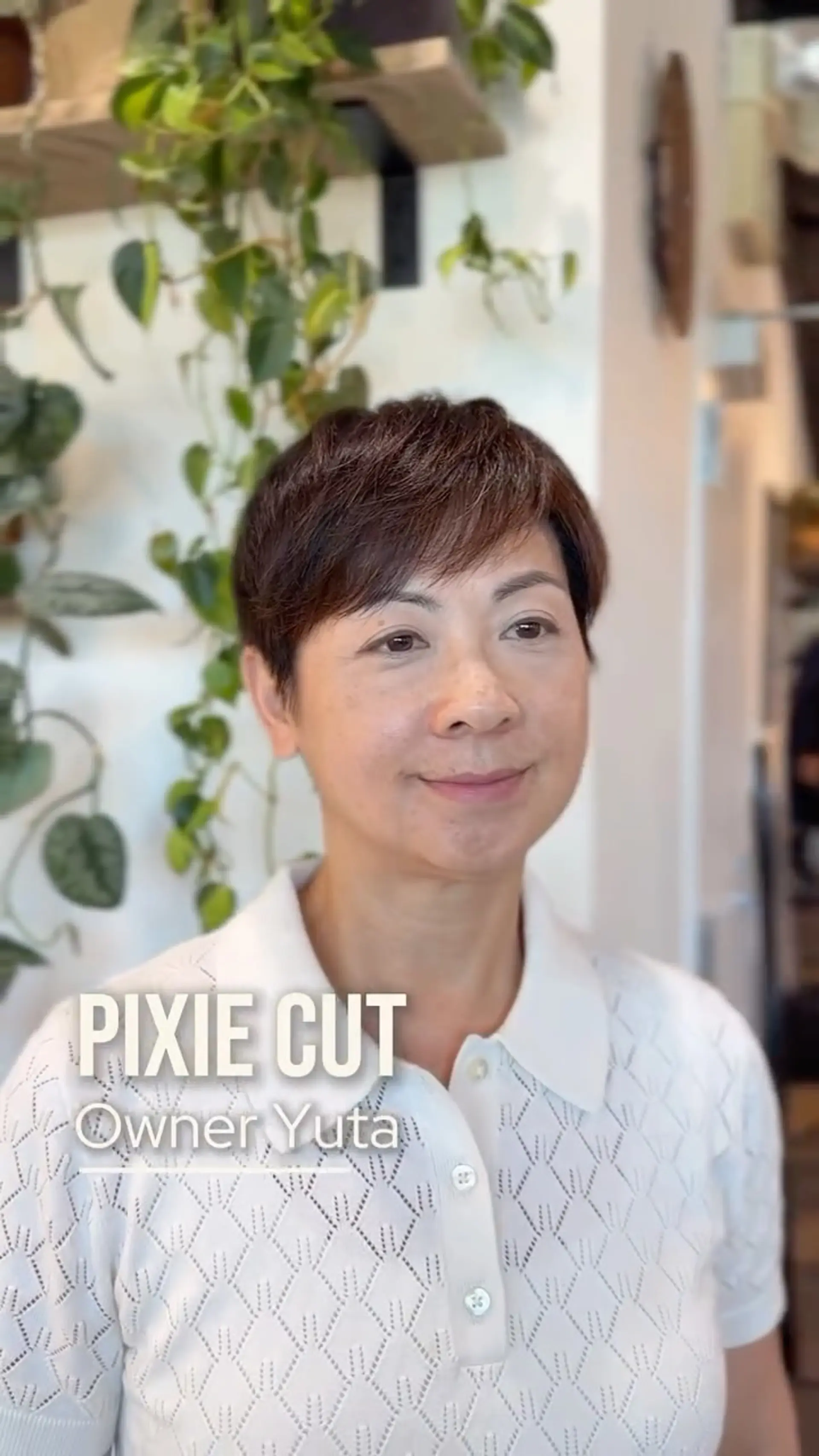 A chic, textured pixie cut with soft layers and side-swept fringe. 1