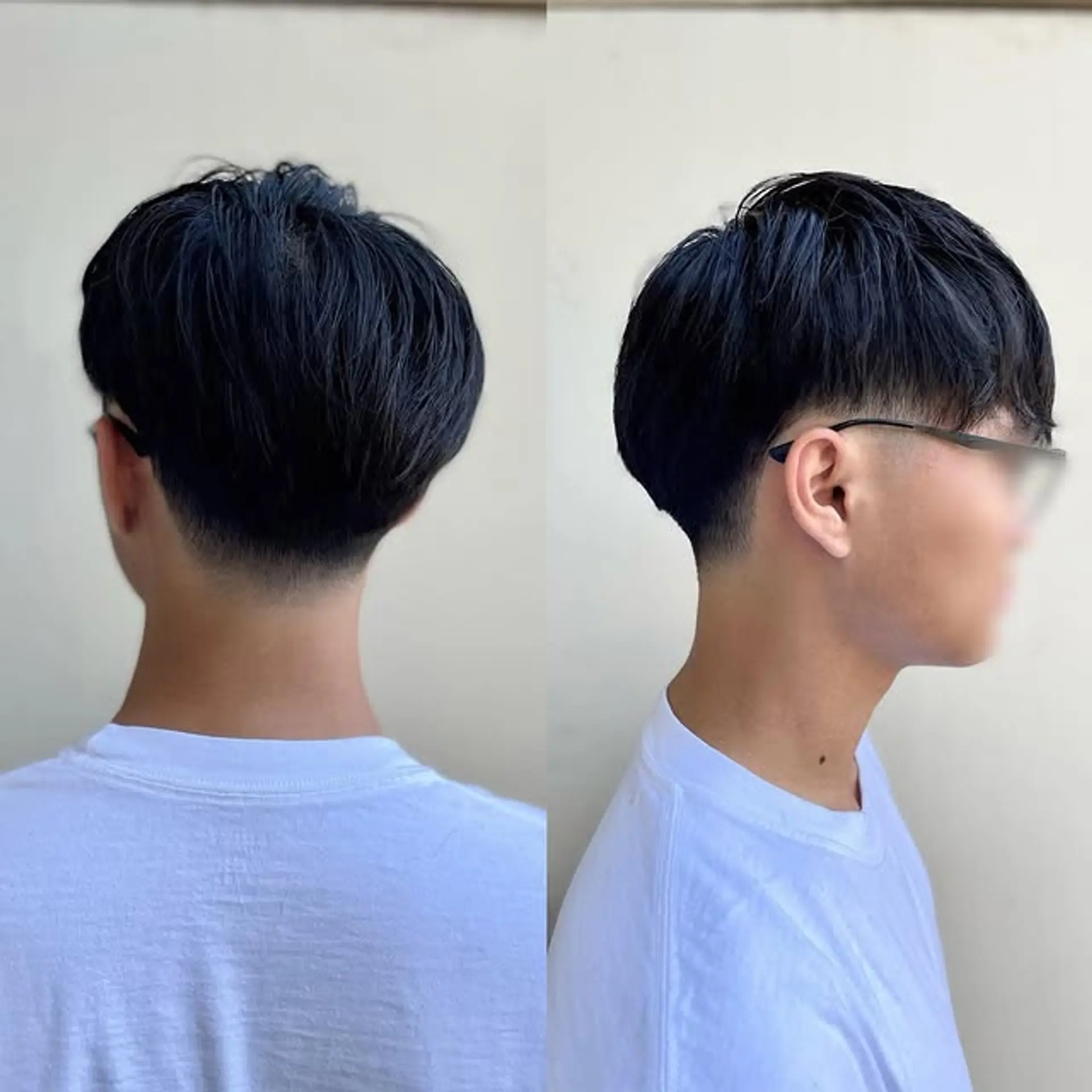 A modern bowl cut with a clean taper fade. 1