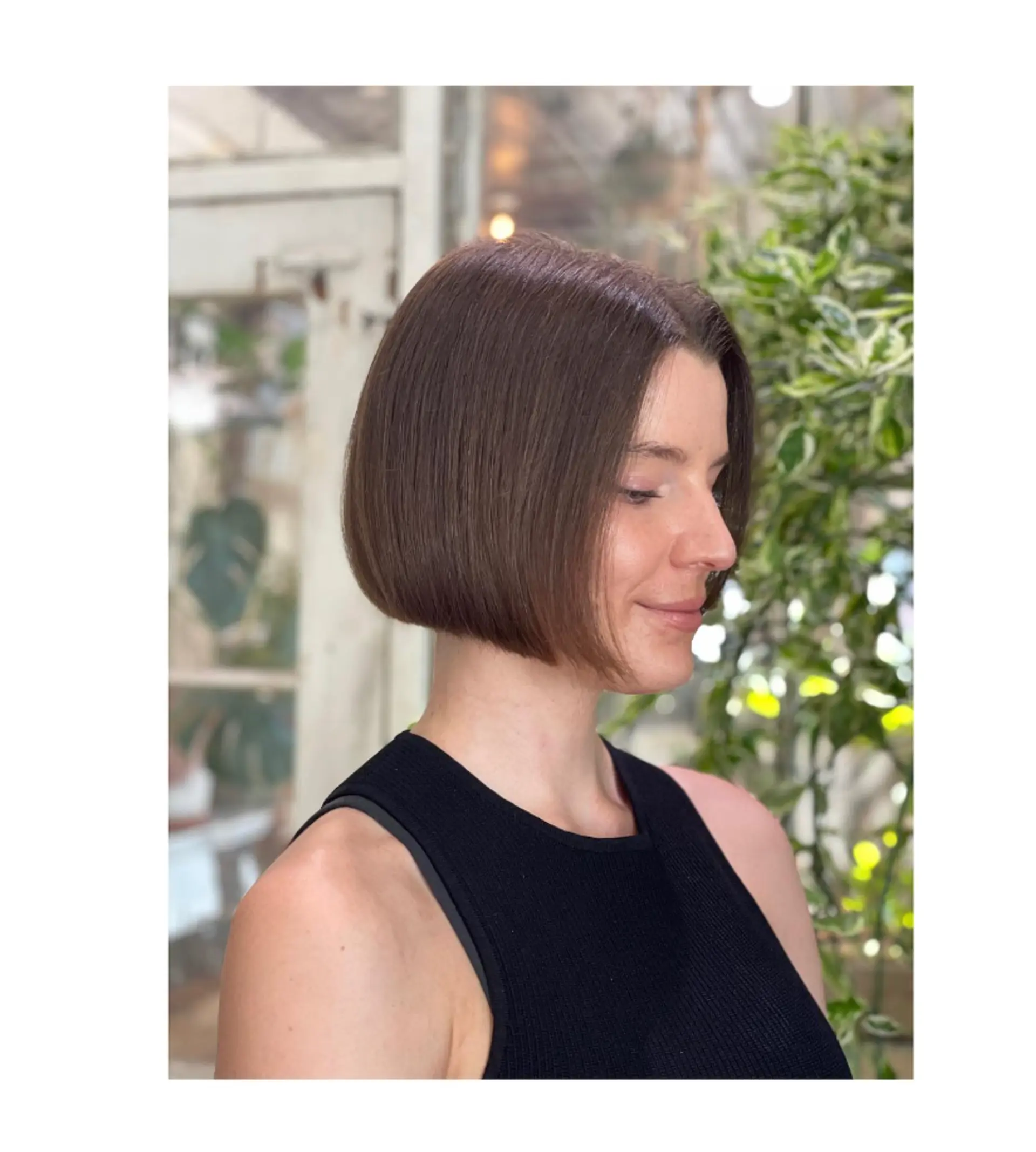 A classic, short, one-length bob with a blunt cut for a sleek and modern finish. 1