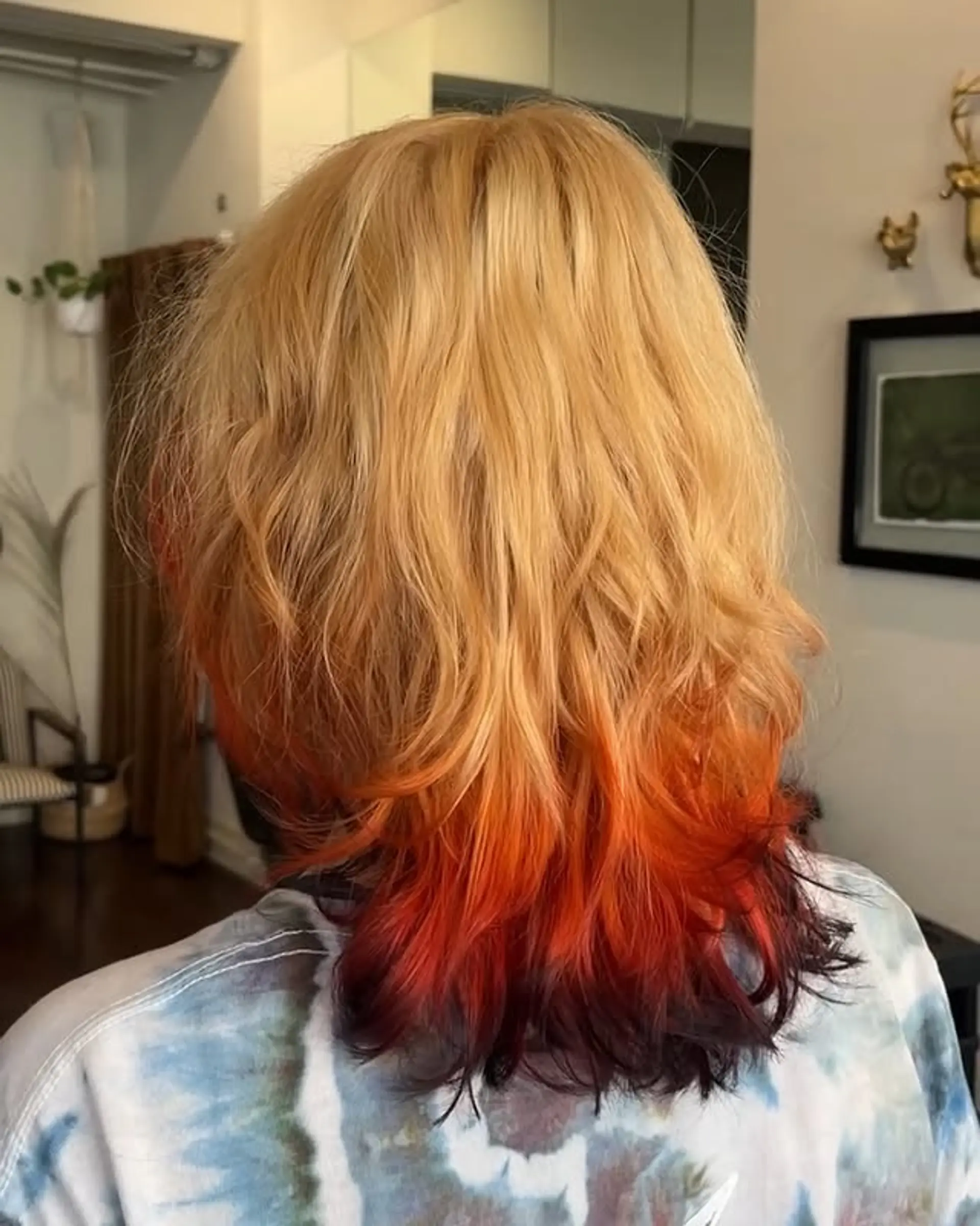 A medium length shag with an ombre color melt. 1