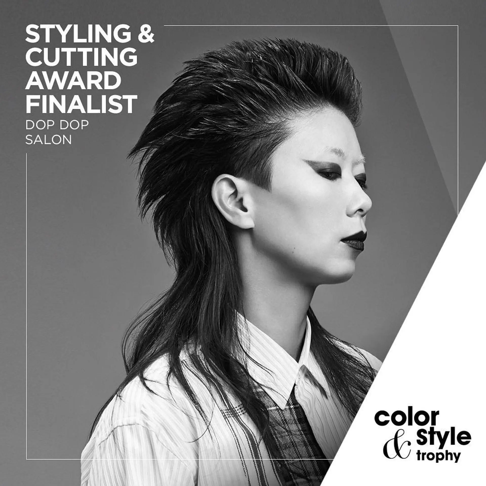 A bold, avant-garde mullet featuring cropped sides, an aggressively textured spiky crown, and wispy length cascading down the neck. 1