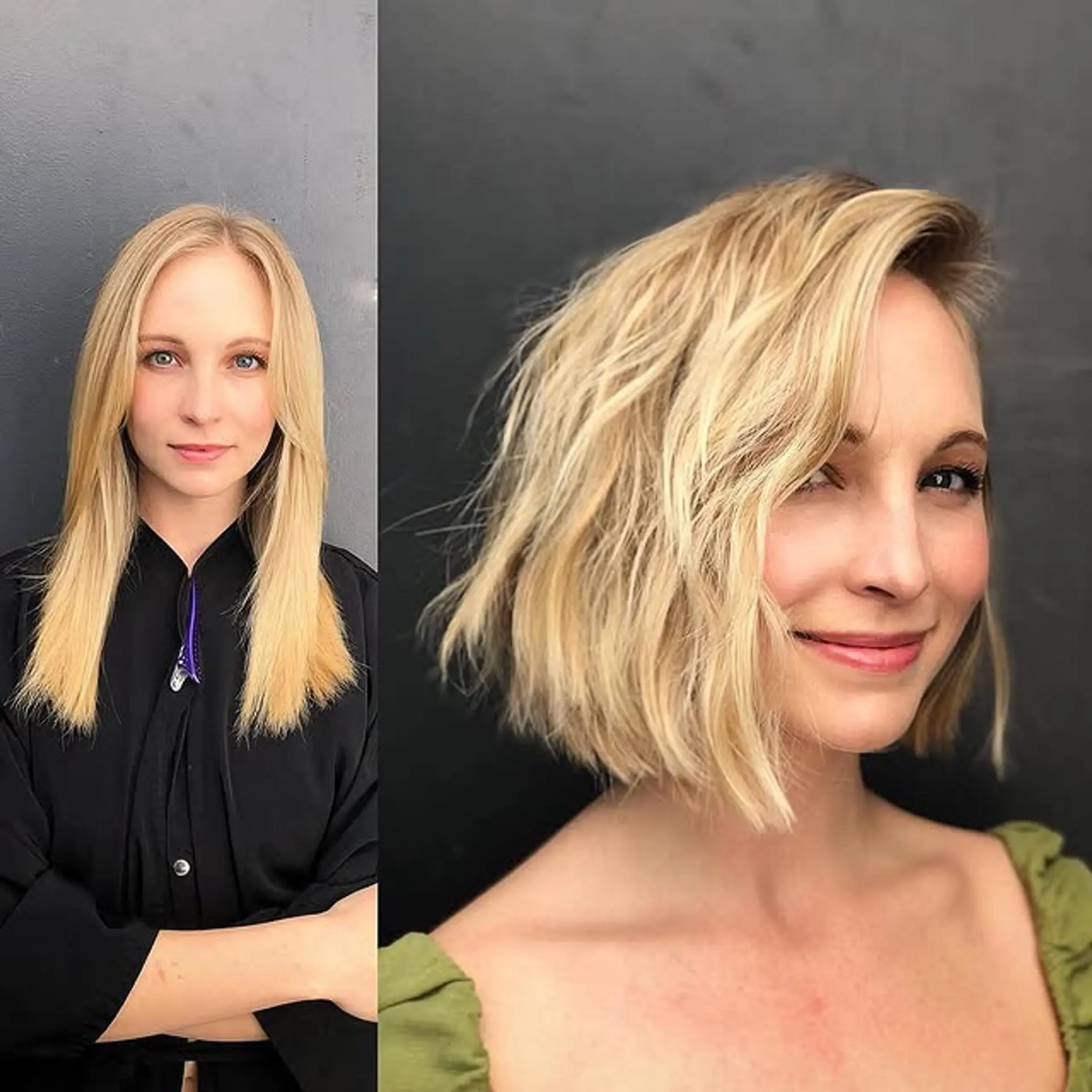 A short, textured bob with soft waves. 1