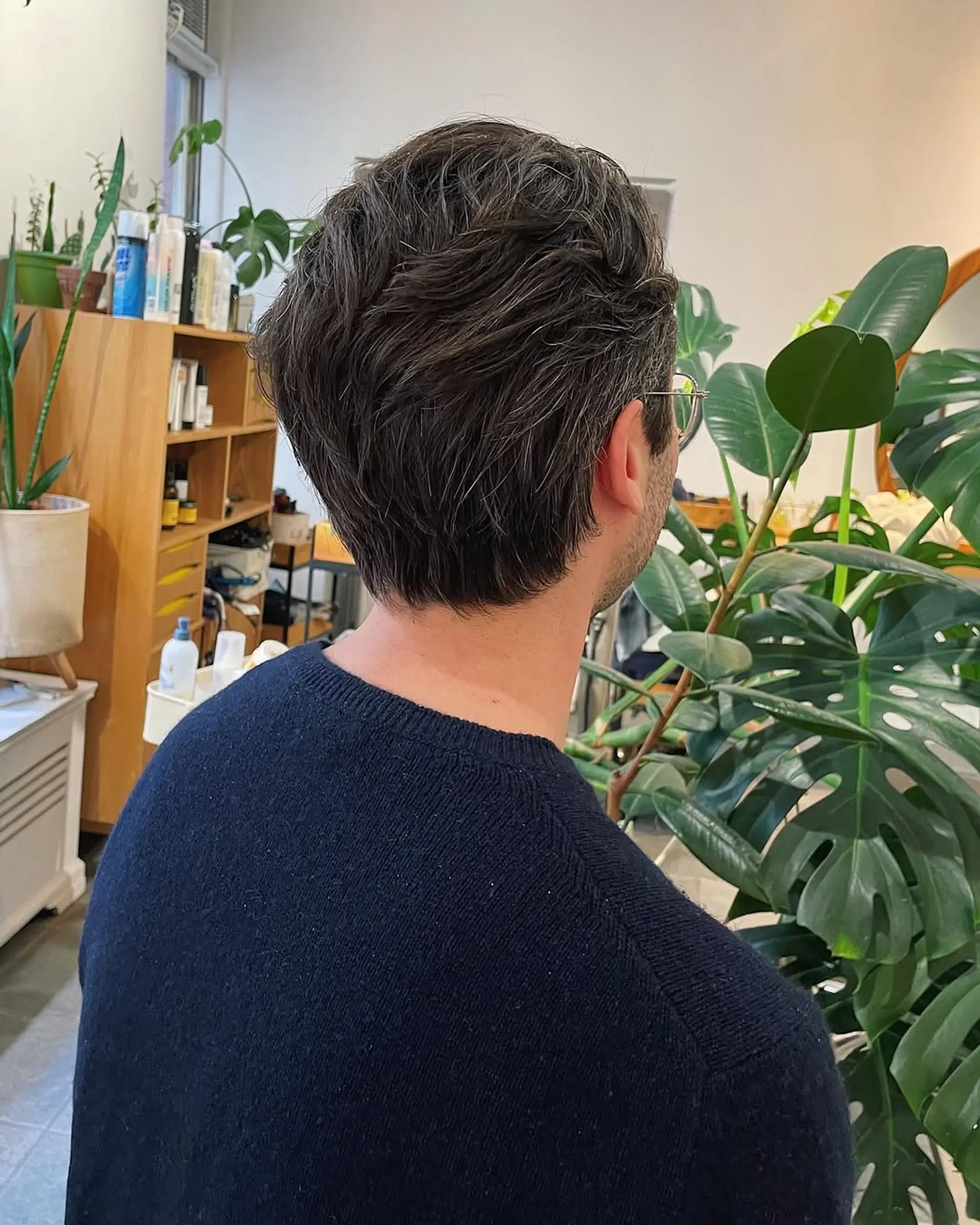 A textured crop with tapered sides.  1