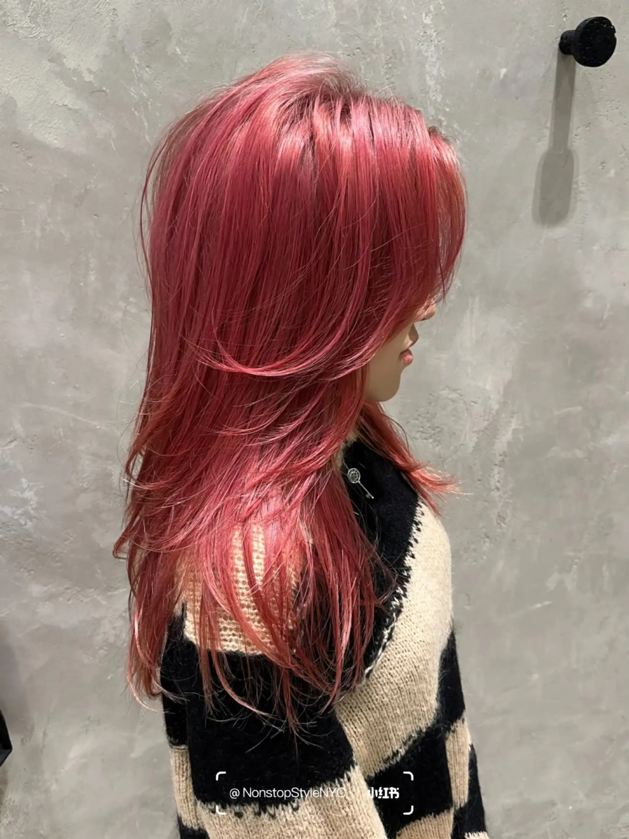 The Rose Cascade hairstyle features medium-length, naturally wavy hair with layered cuts and a side part. The luxurious pink and rose hues provide a dimensional color effect.

(NonstopStyle: by Hiro) 2