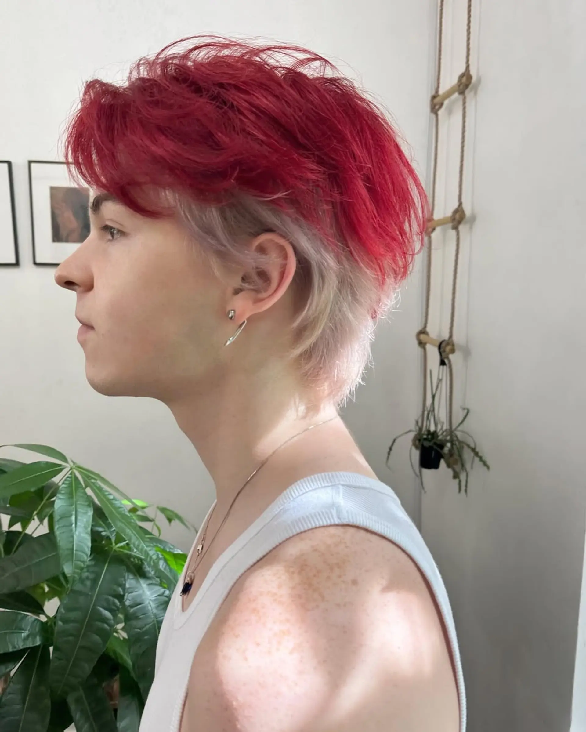 Modern mullet / Wolfcut with Red and Blonde Peekaboo. 3