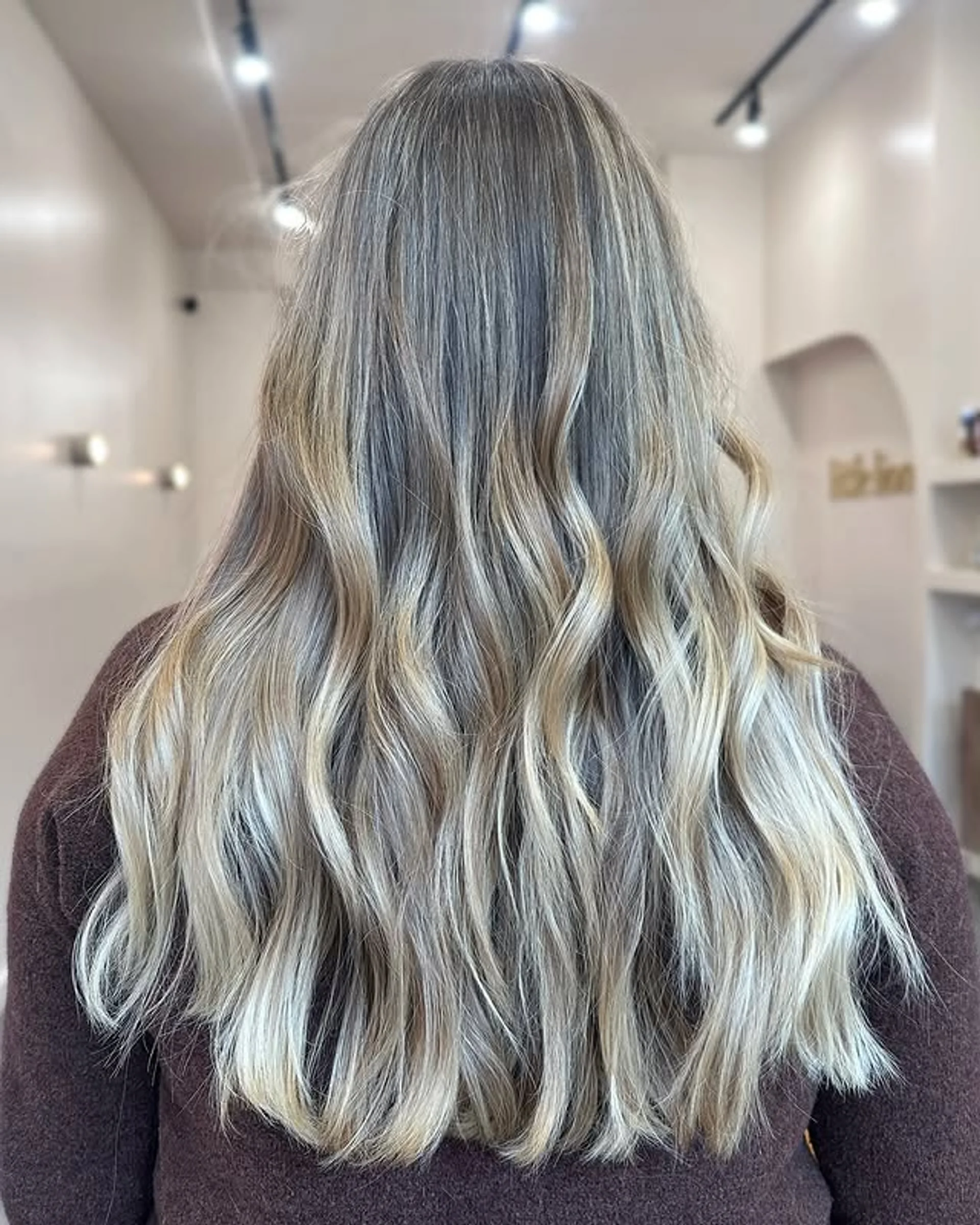 Seamless ombre balayage on medium-length wavy hair in NYC - Preview 3