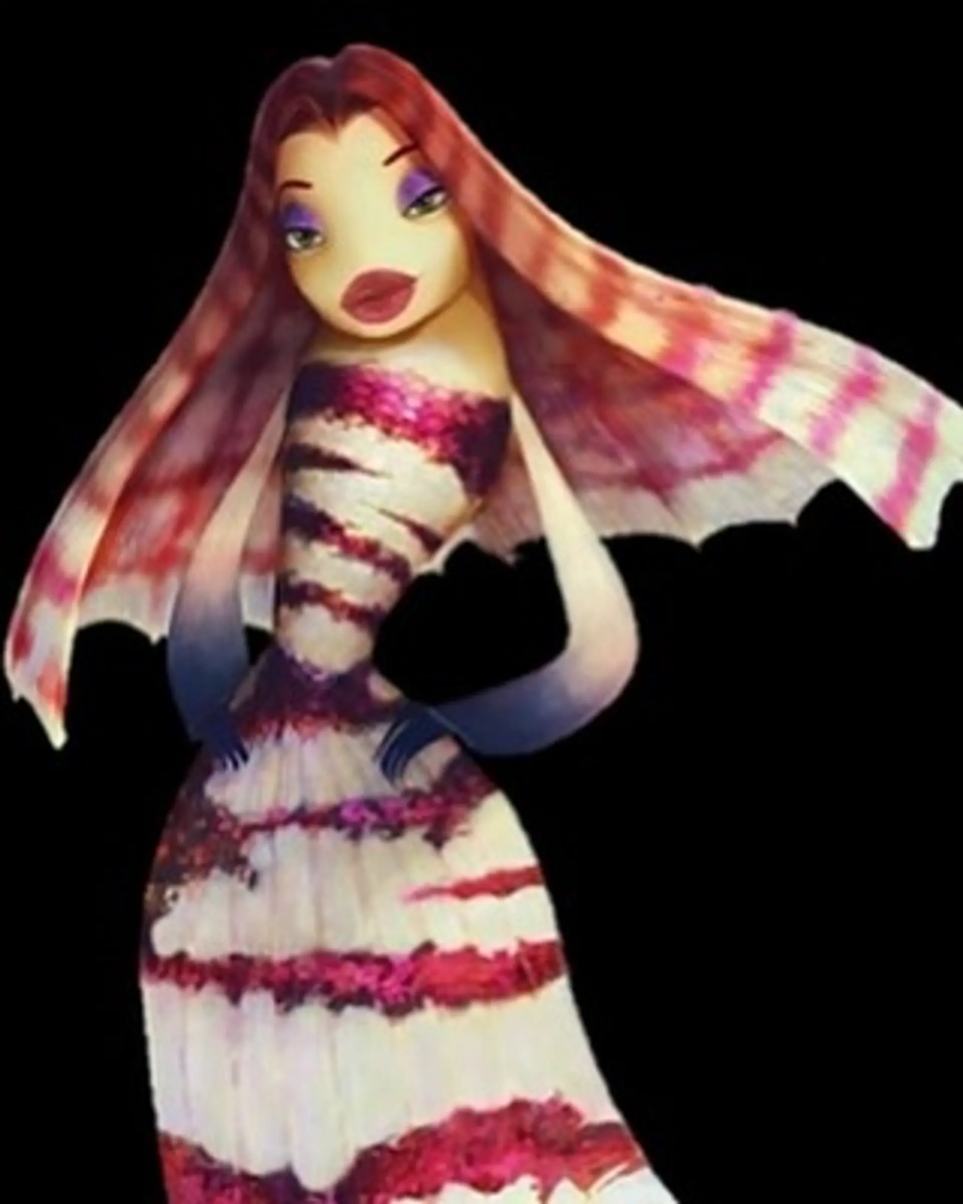 Long layered hairstyle with copper and burgundy stripes. 3