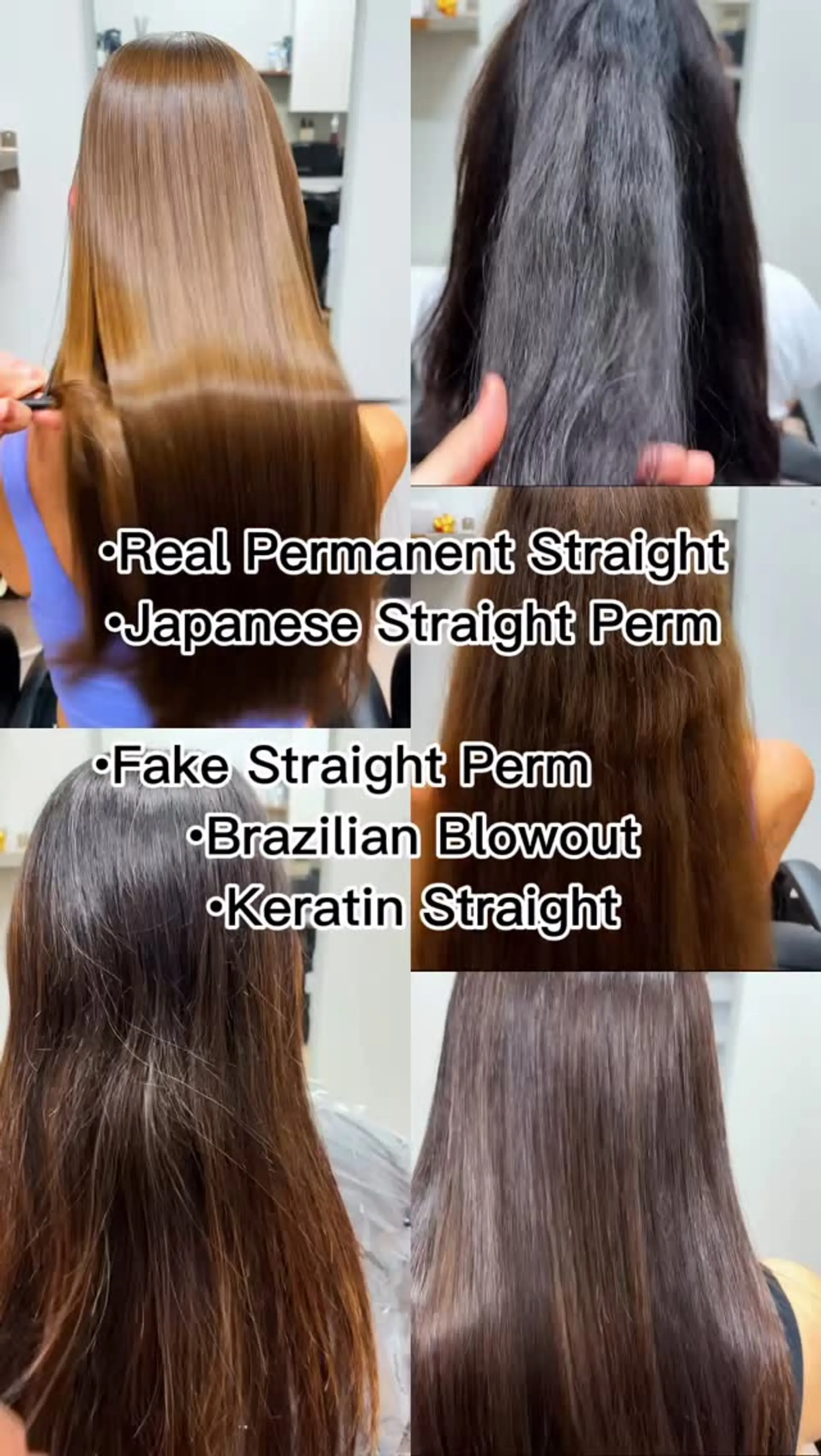 Ultra-glossy, pin-straight long hair showcasing the sleek finish of a Japanese permanent straightening treatment. 1