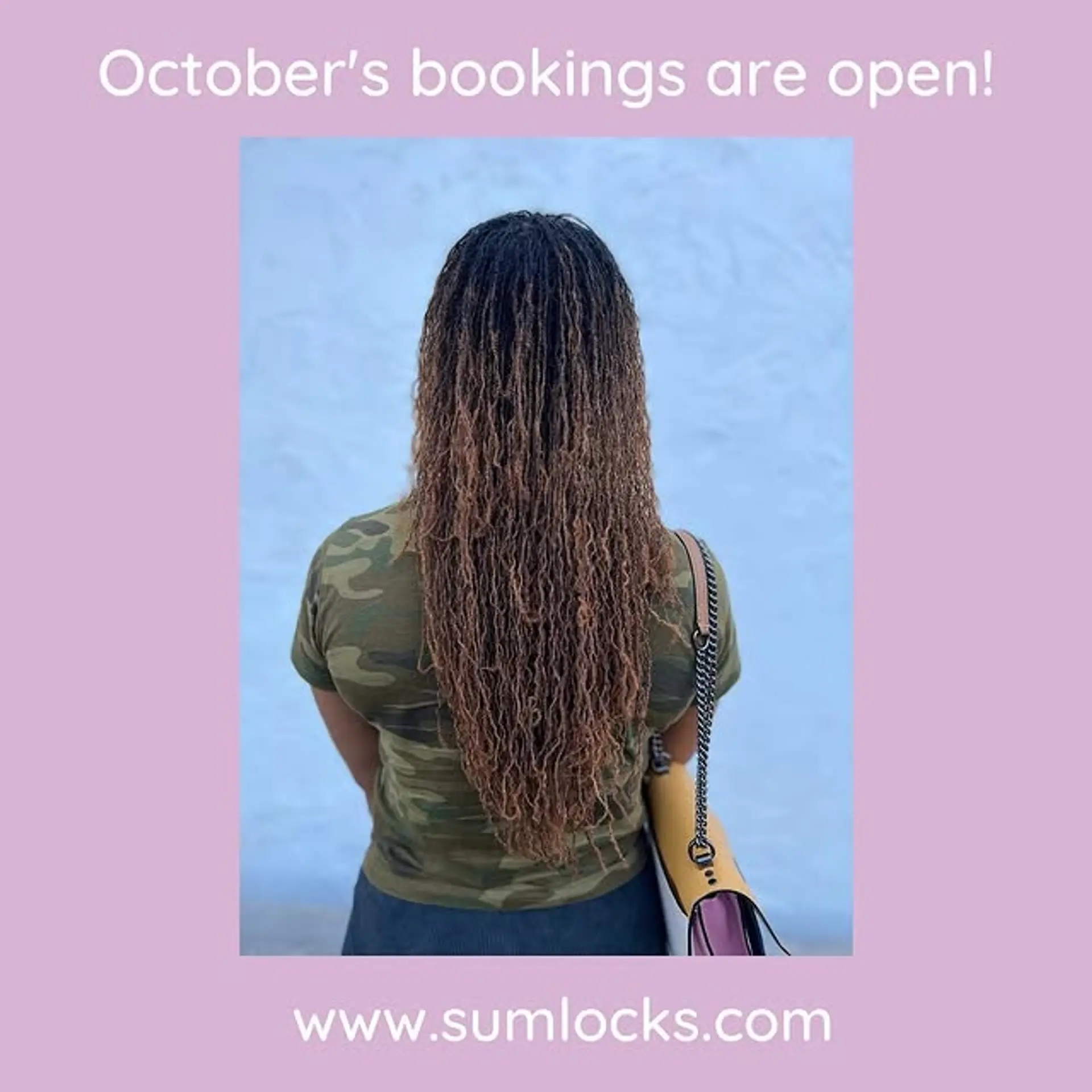 Long sisterlocks with caramel highlights. 1