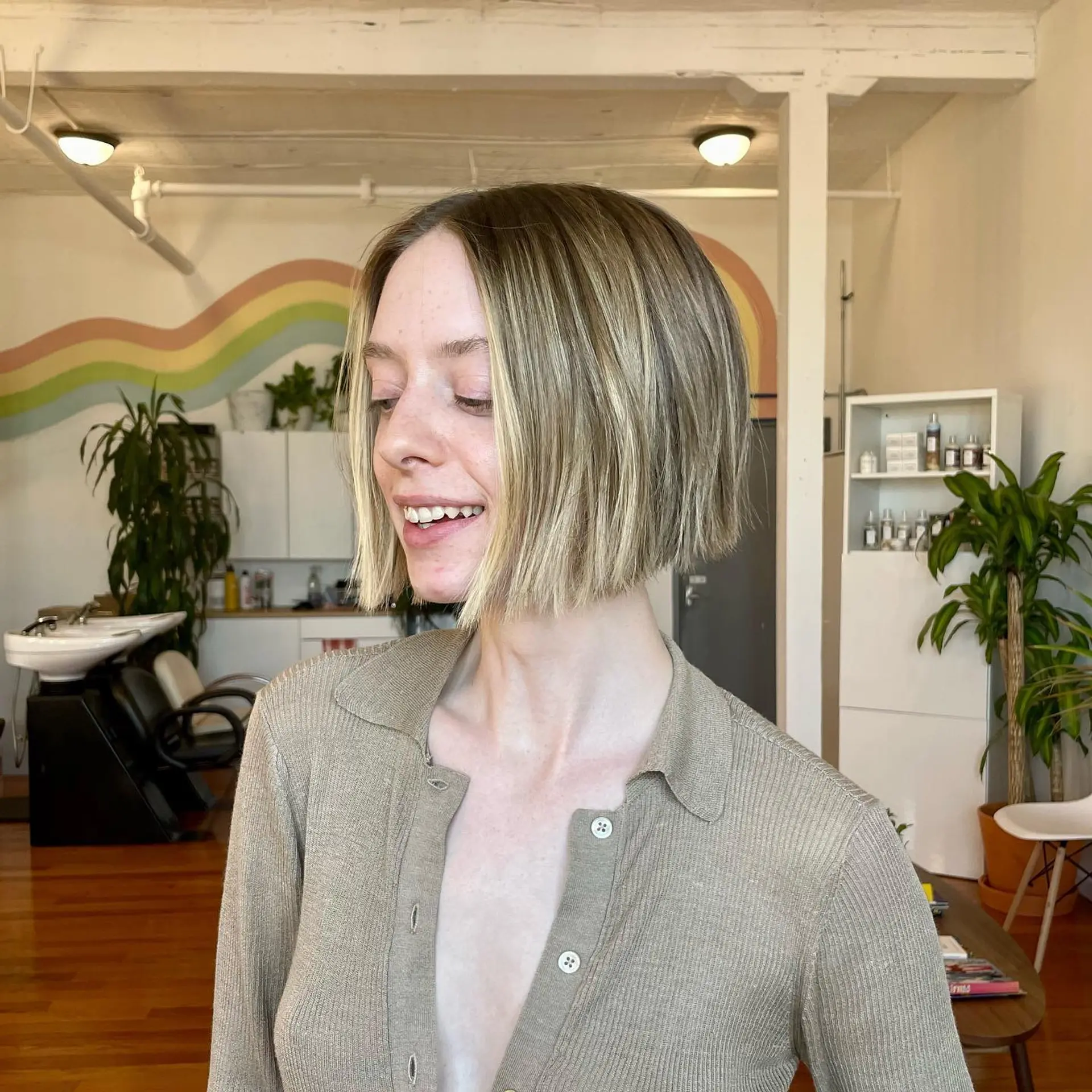 A stylish blunt bob with a bronde balayage. 1