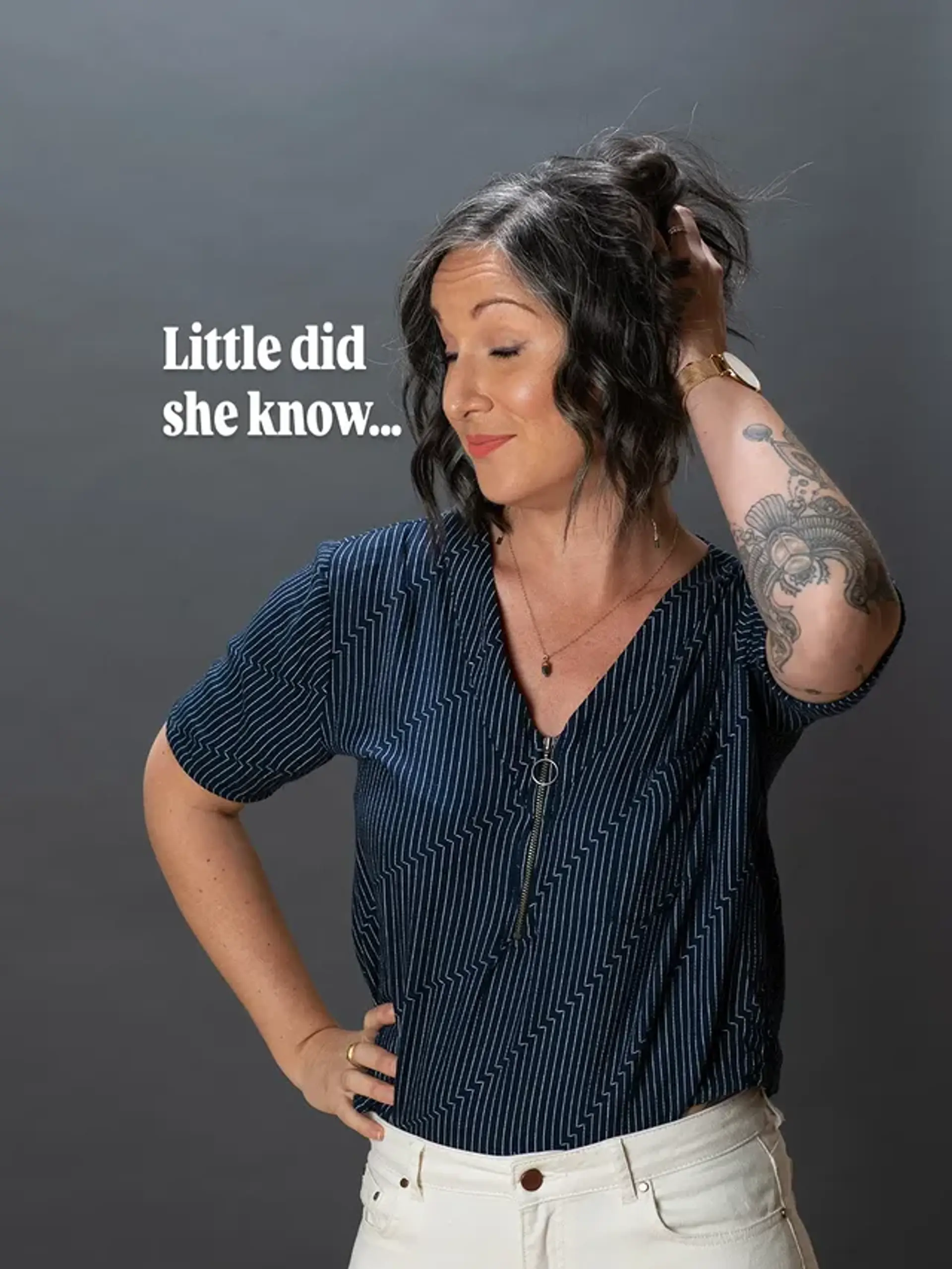 A wavy layered lob that sits at the collar bone with textured waves. 1