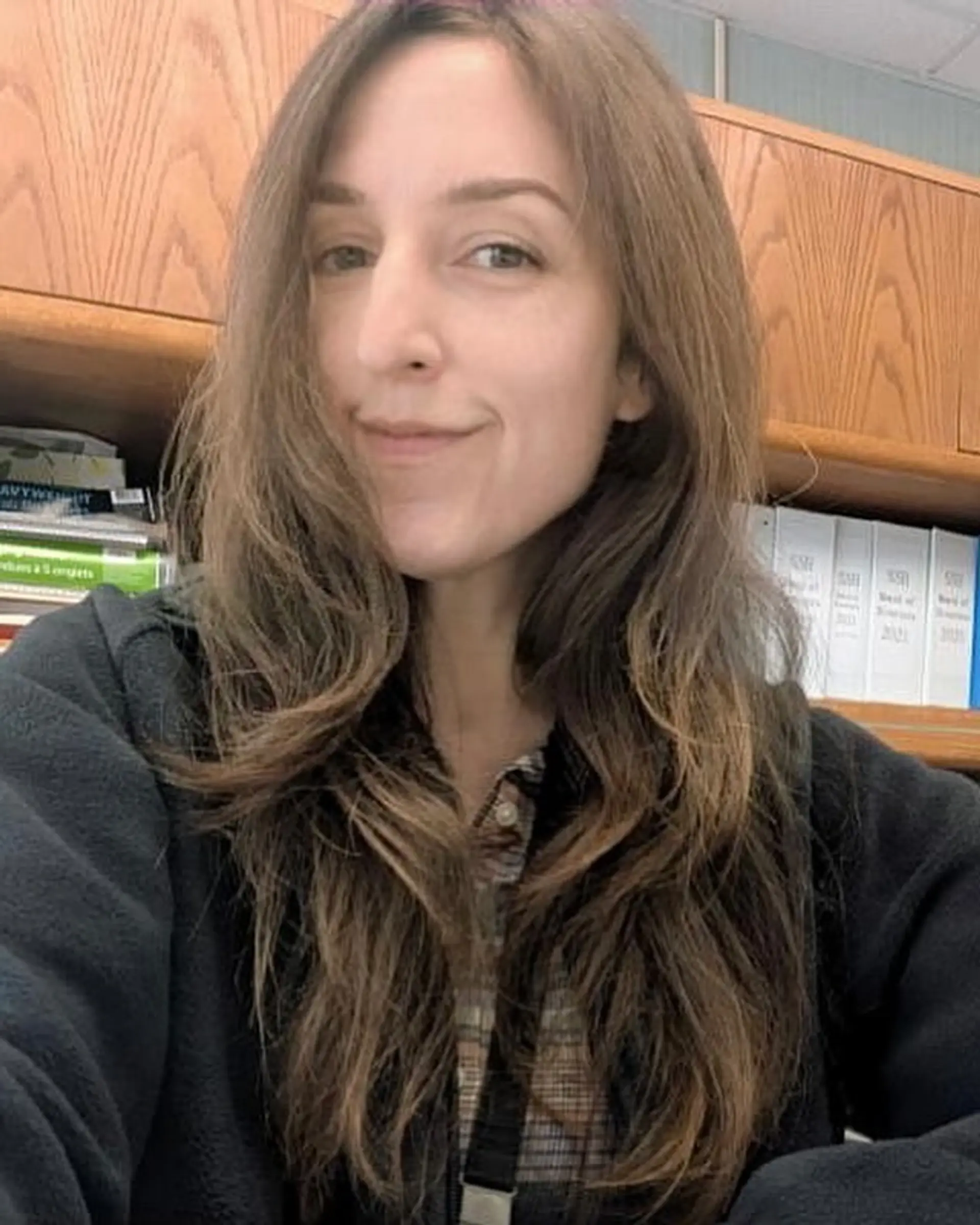 Long, layered brunette hair with a subtle balayage. 1