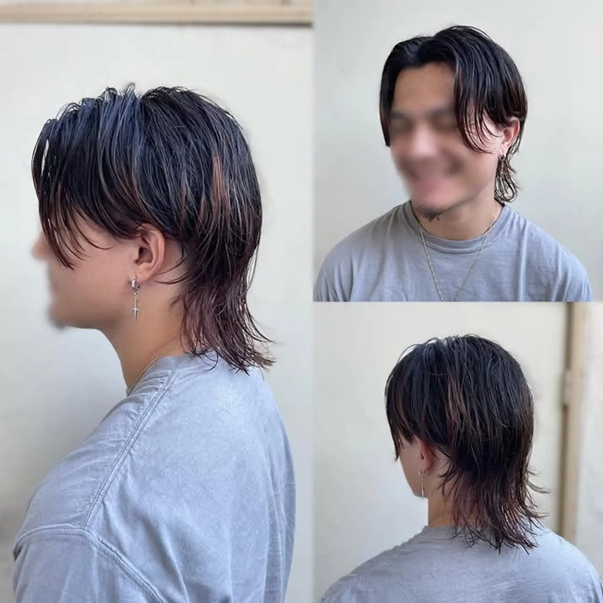 A modern mullet with layered, face-framing details. 1