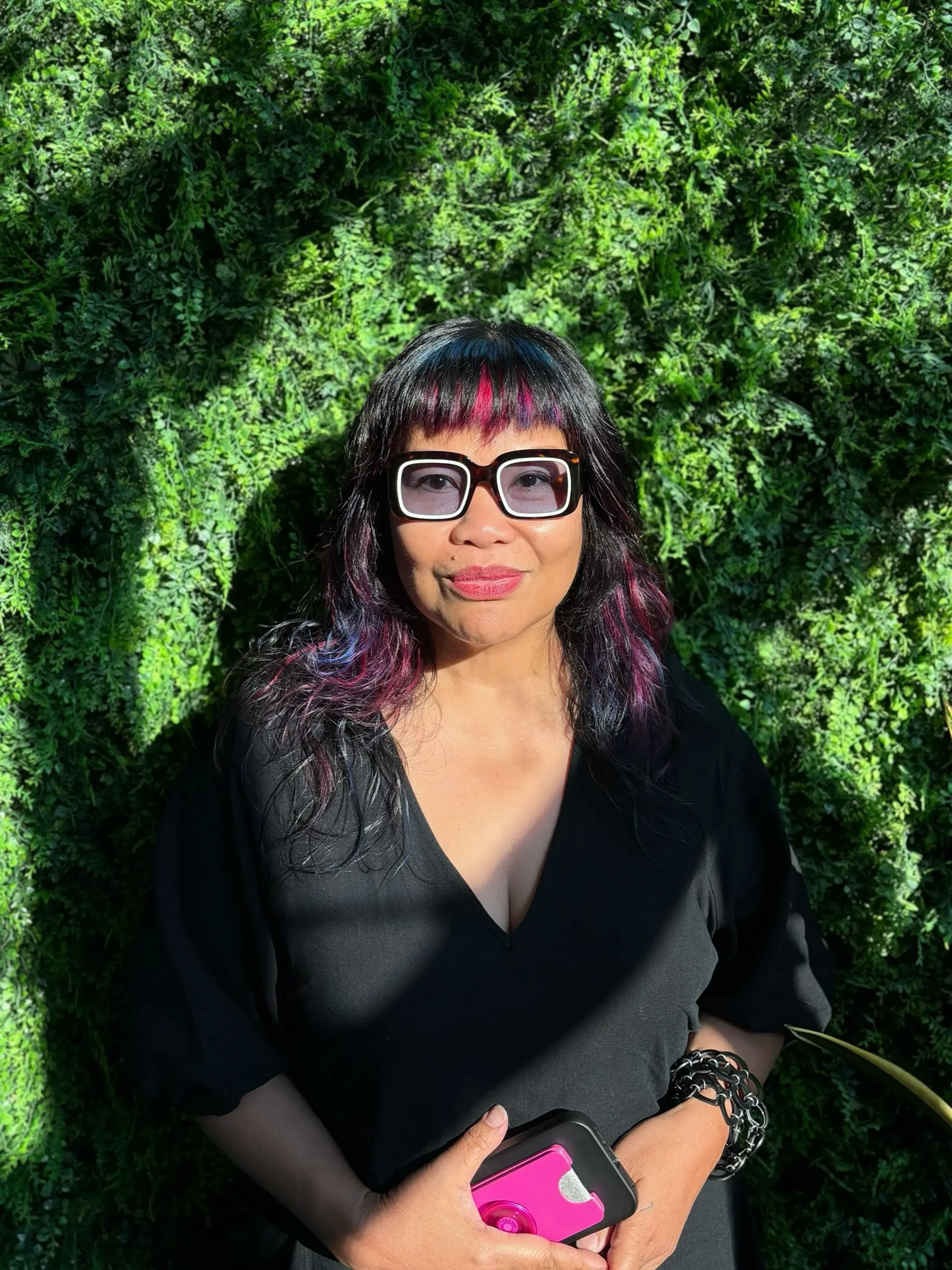 Medium-length shag with colorful highlights. 1