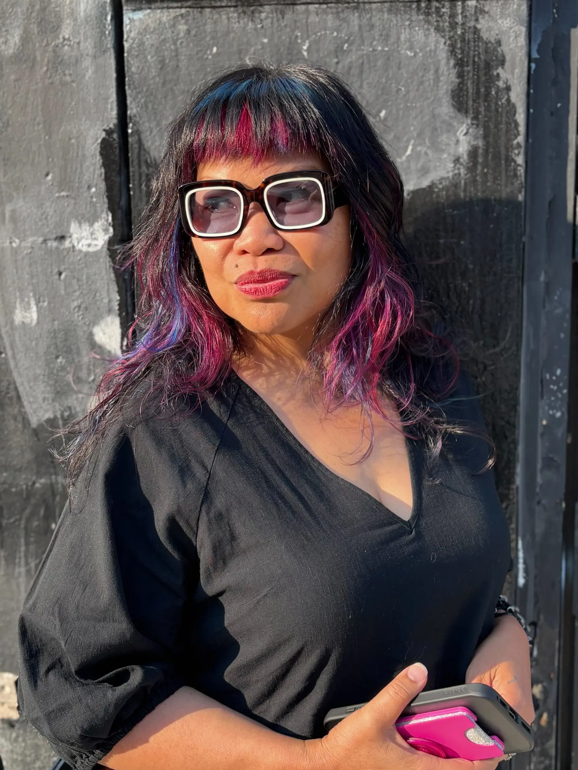 Medium-length shag with colorful highlights. 2