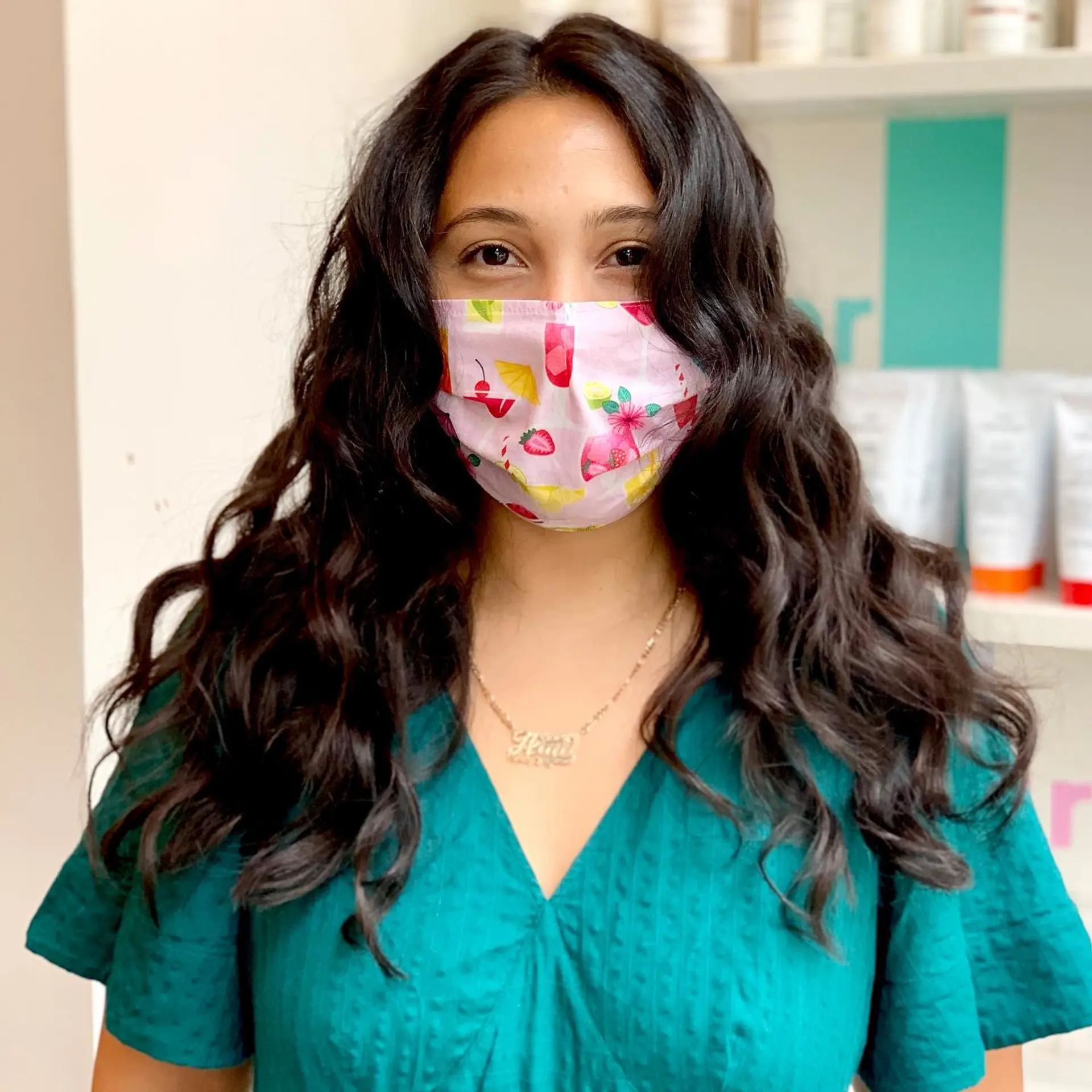 A medium-length hairstyle featuring voluminous, textured waves. 1