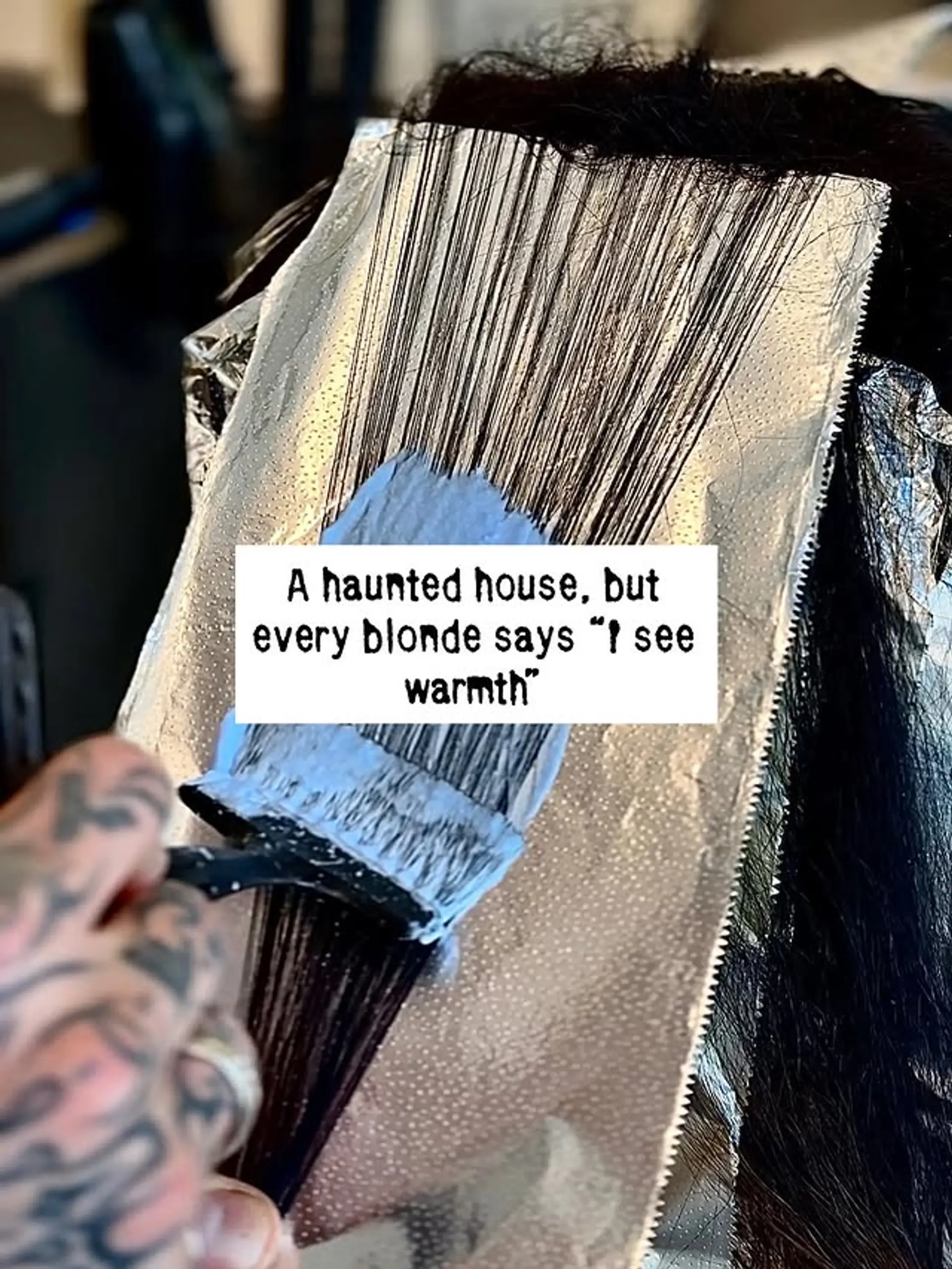 Long brunette hair with blonde balayage highlights. 1