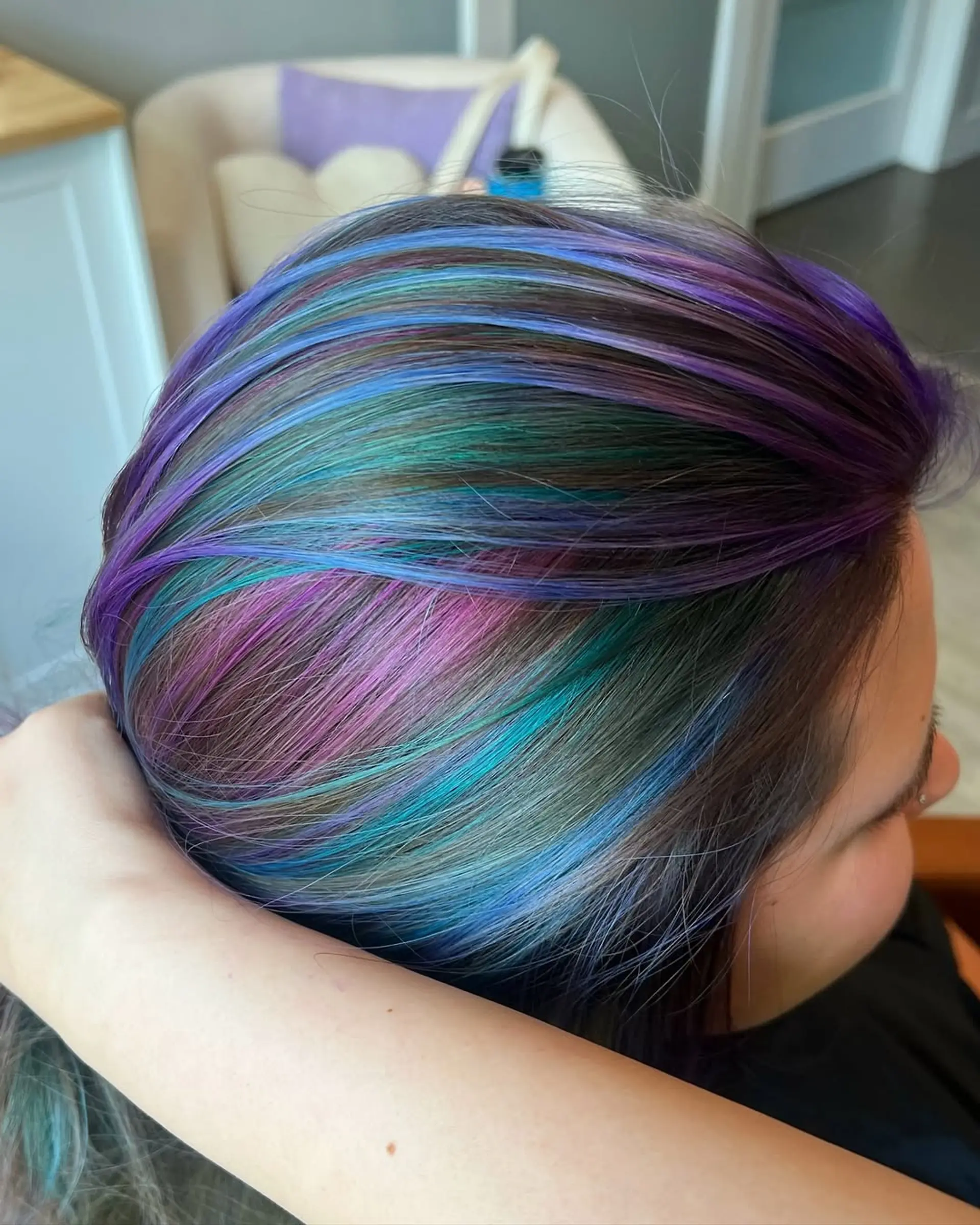 Flourite prism color hair. this color will fade well and grow out well! 4