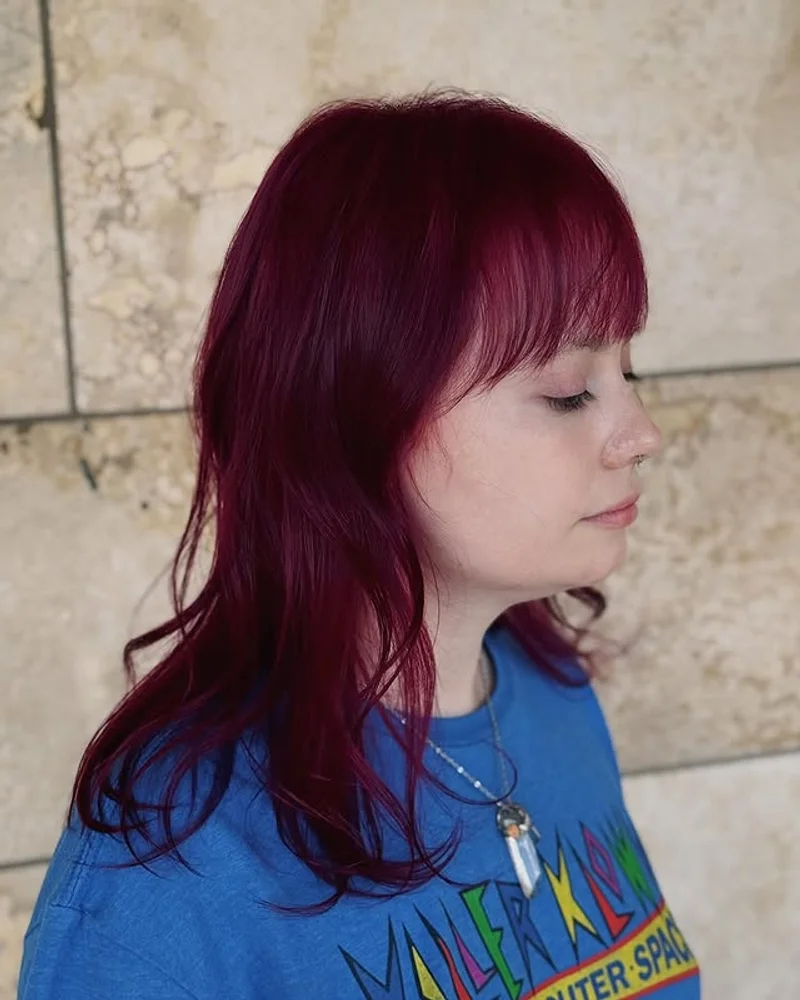 Burgundy Red Shag with Bangs | Atelier by Tiffany | Los Angeles, California