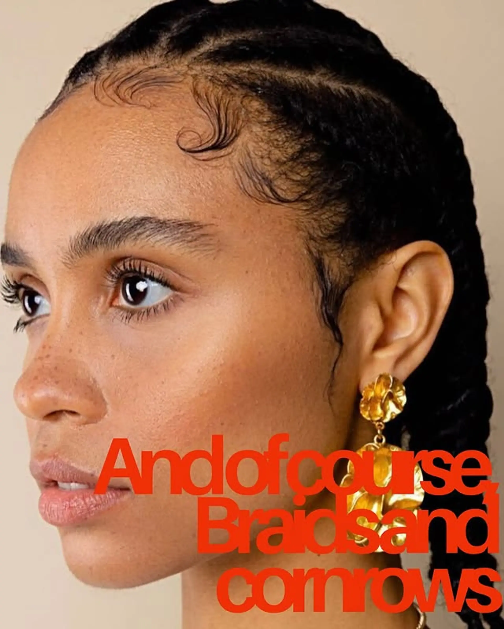 A braided cornrow hairstyle with styled baby hairs. 1