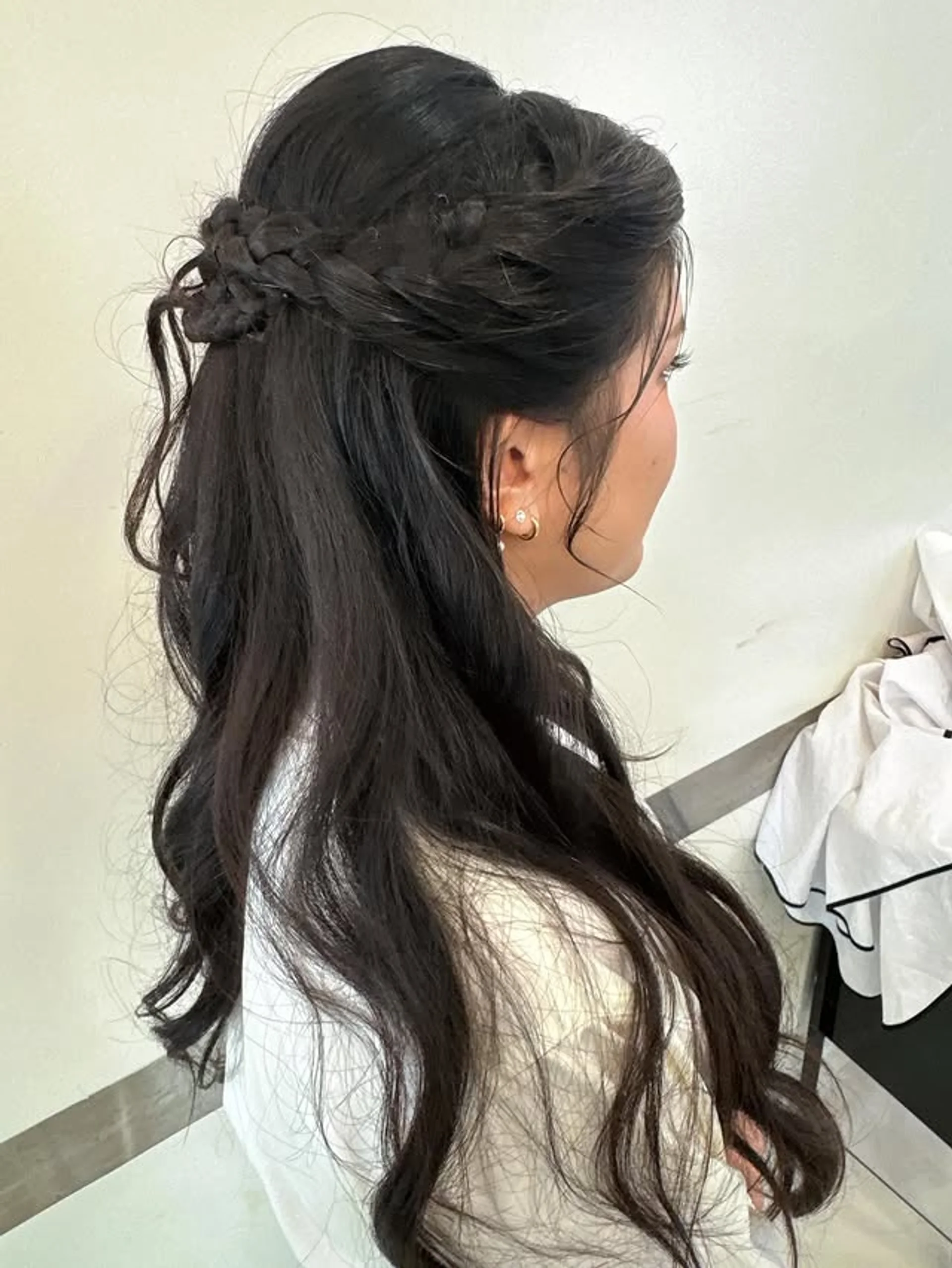Romantic curly wedding updo with a beautiful braided design - Preview 2