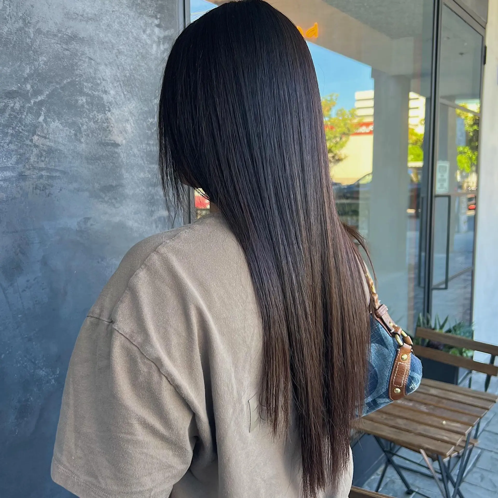 Very long, straight, and glossy hair designed to reflect light and appear like glass. 1