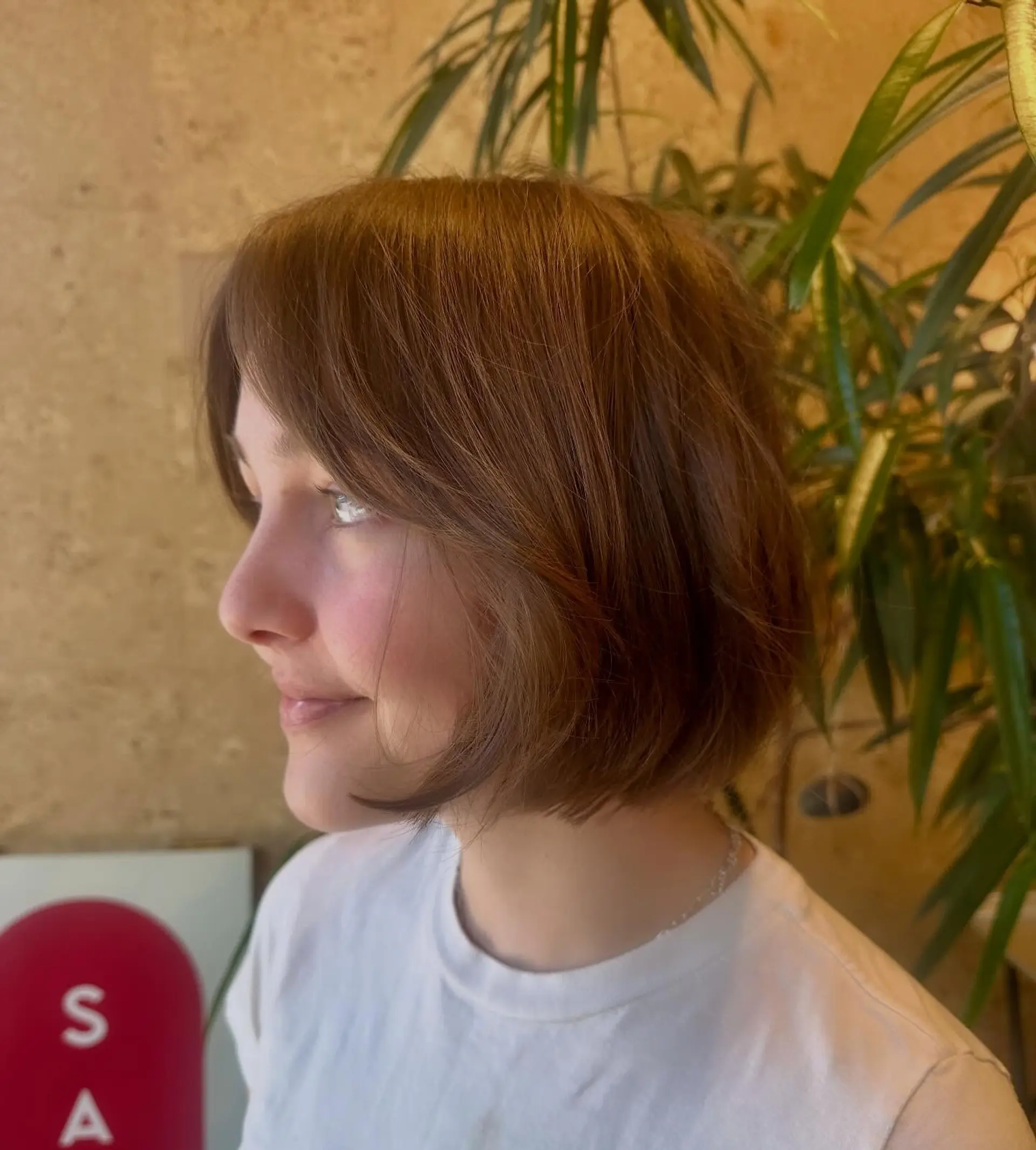 A short Italian bob haircut with soft movement and face-framing curtain bangs. 1