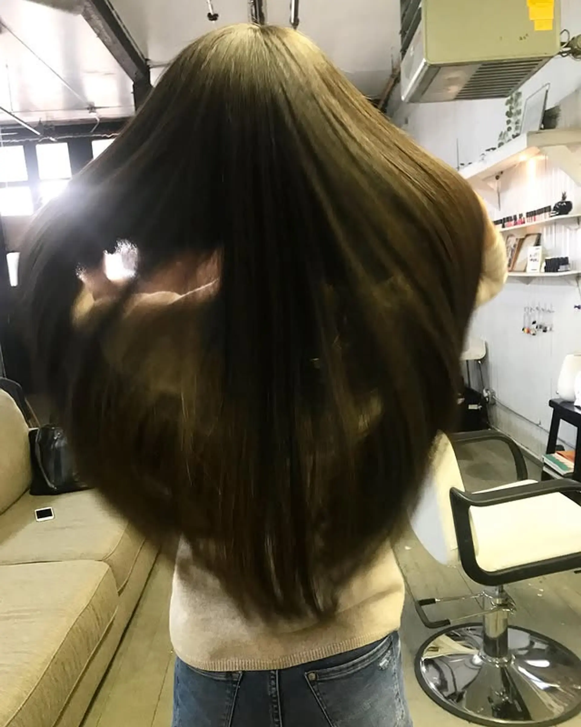 Ultra-long straight hair with a sleek, polished finish. 1