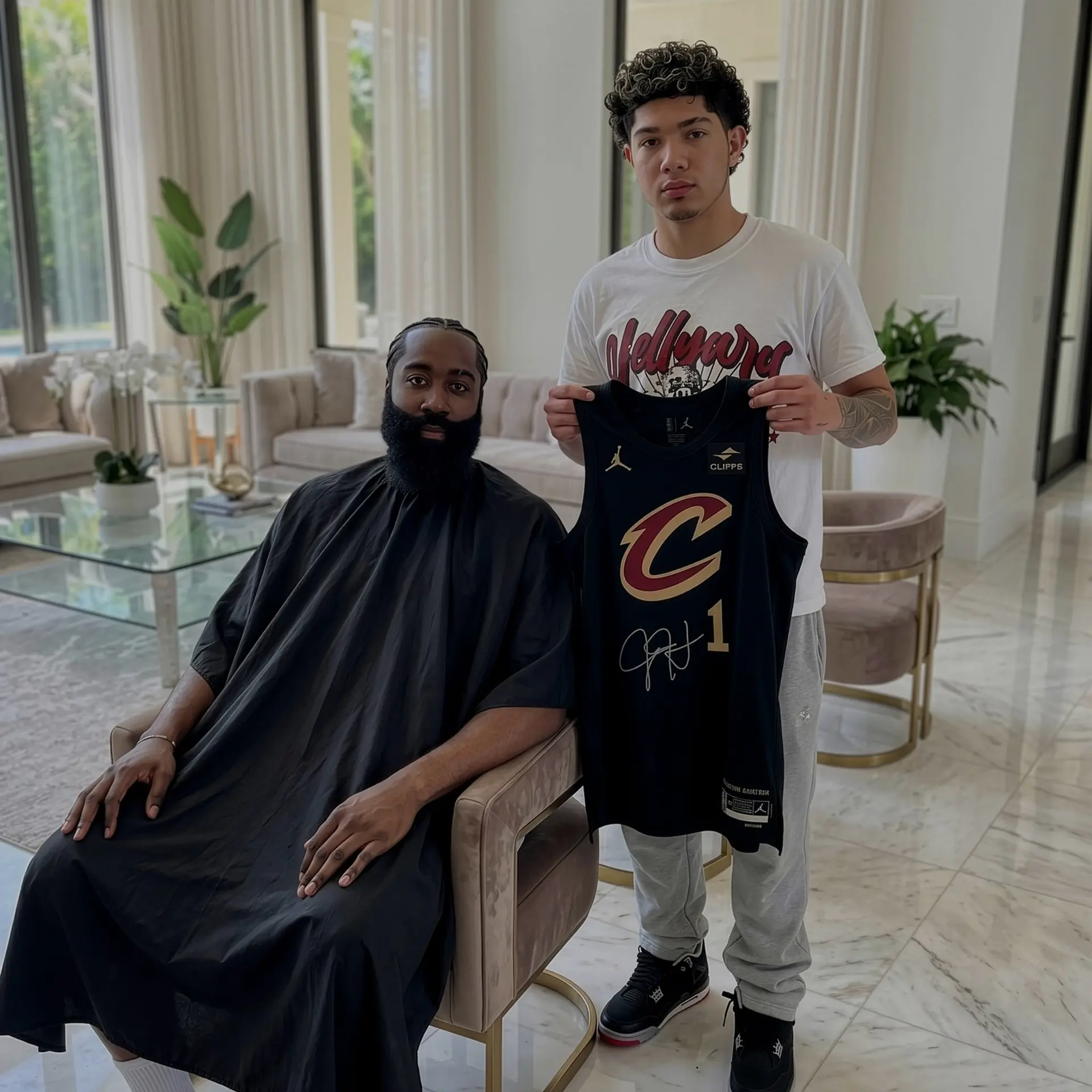 A clean, sharp hairline and sleek cornrows paired with a full, well-maintained beard. 1