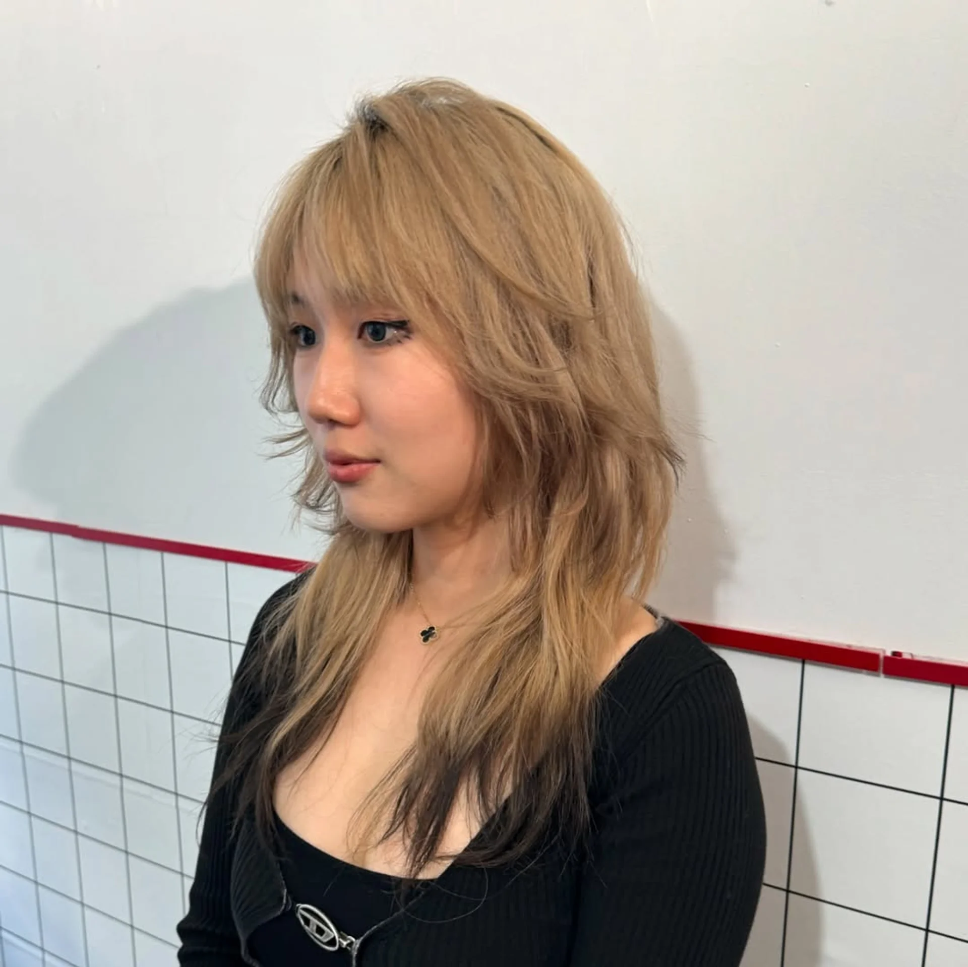 Long layered hair with soft, wispy French Birkin bangs - Preview 1