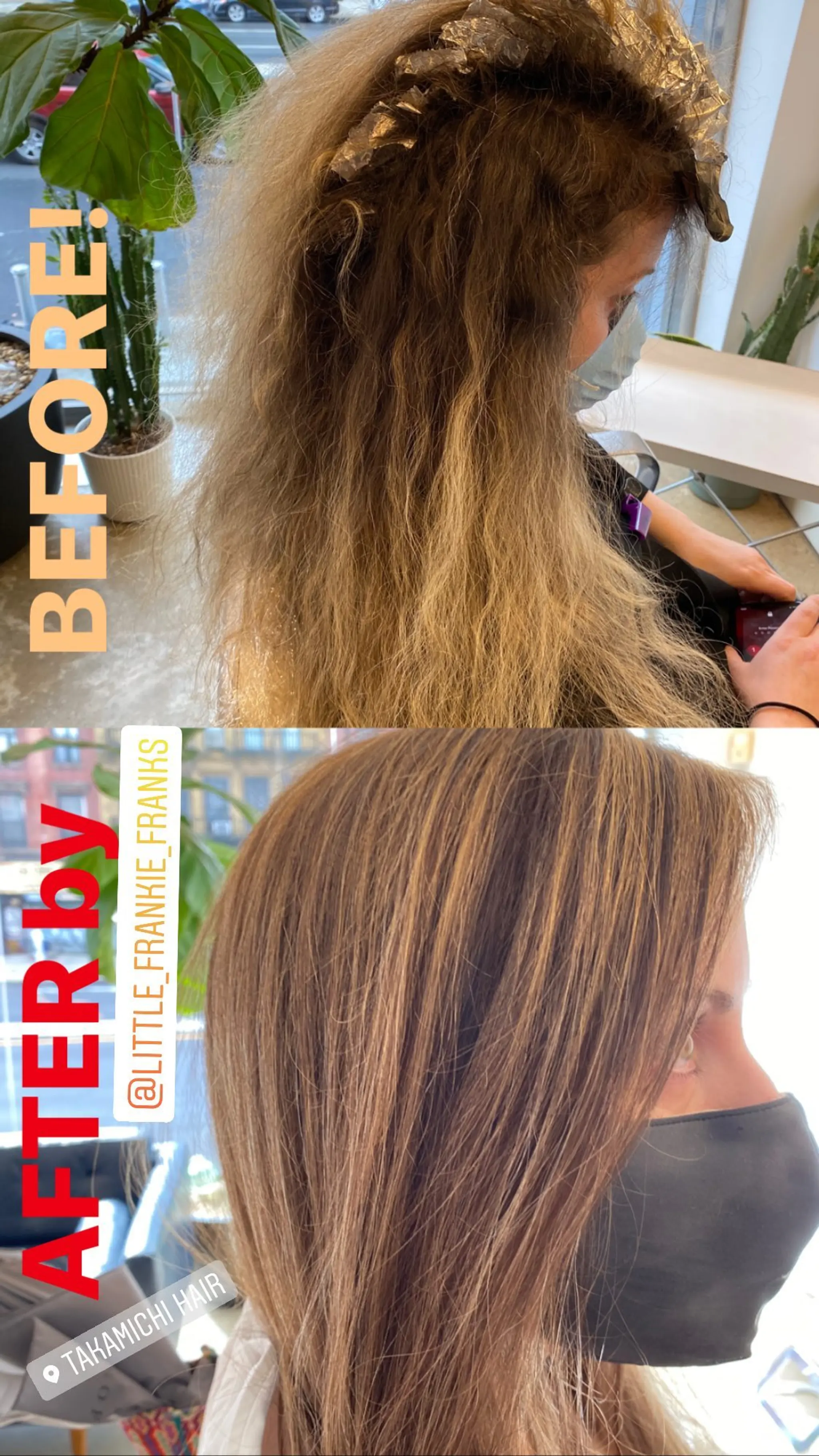 A trendy lob haircut with a caramel balayage.