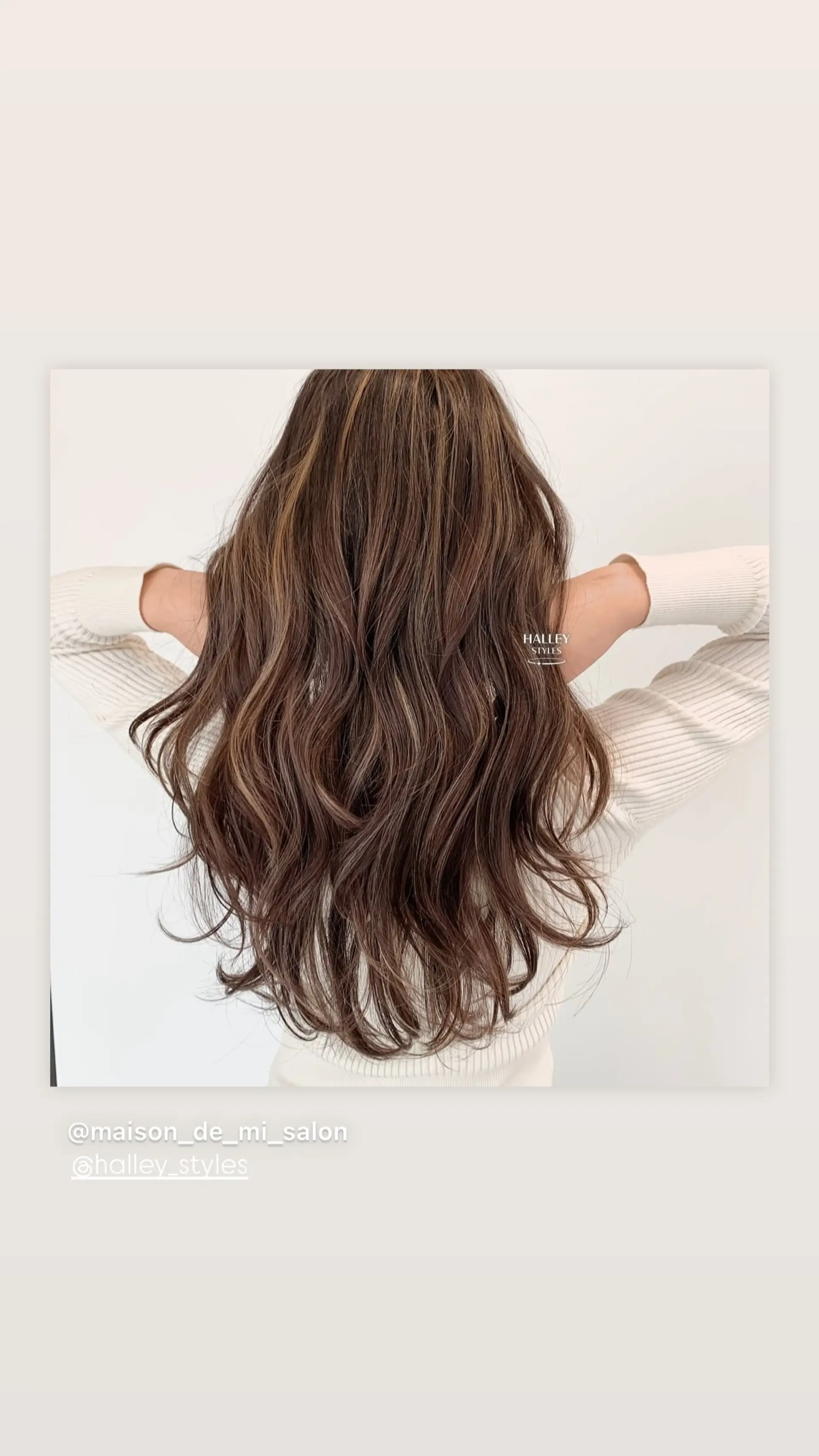 Long, layered hair with soft, textured waves. 1