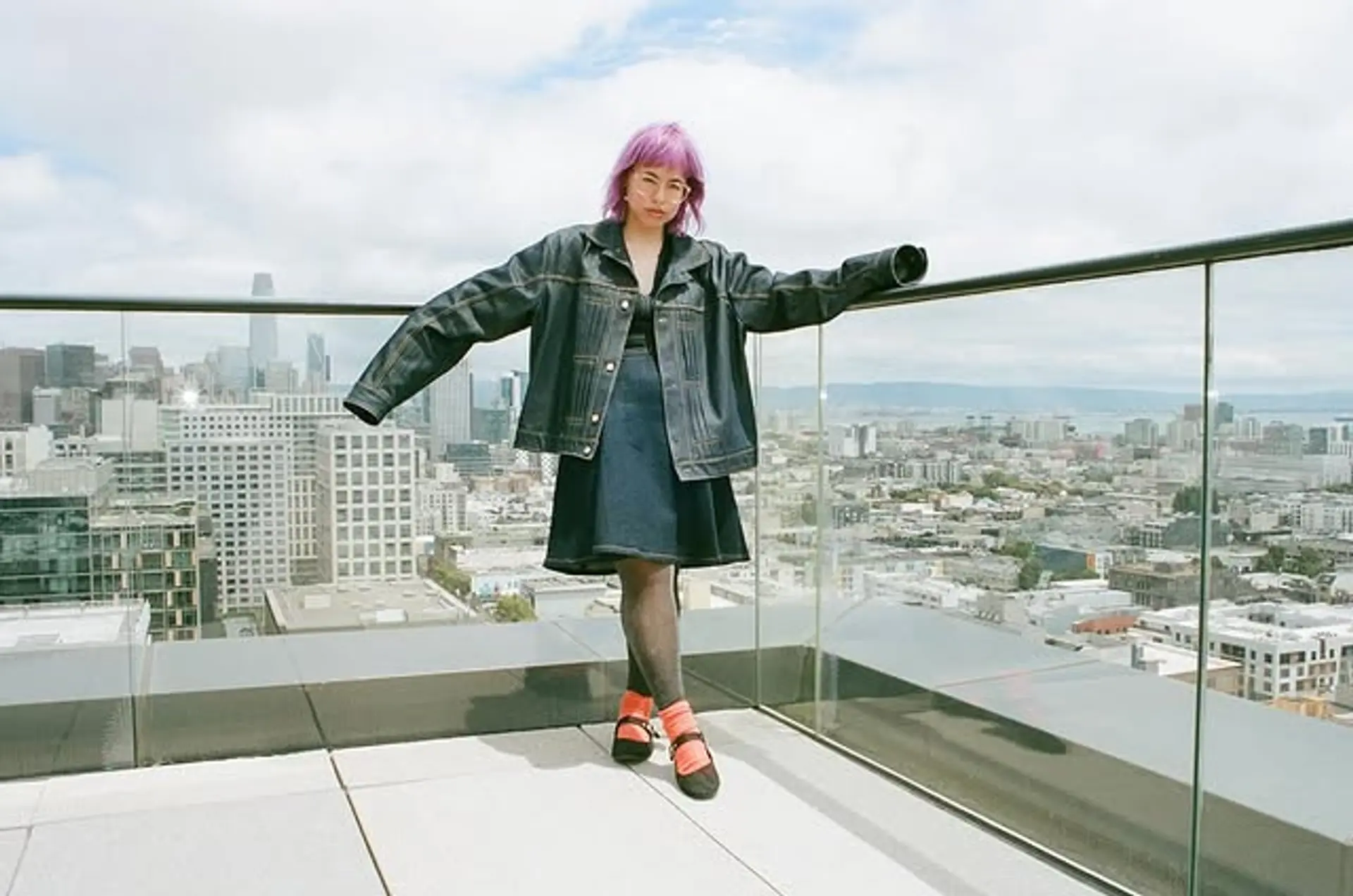 A medium-length, blunt bob hairstyle in a vibrant lilac color. 1