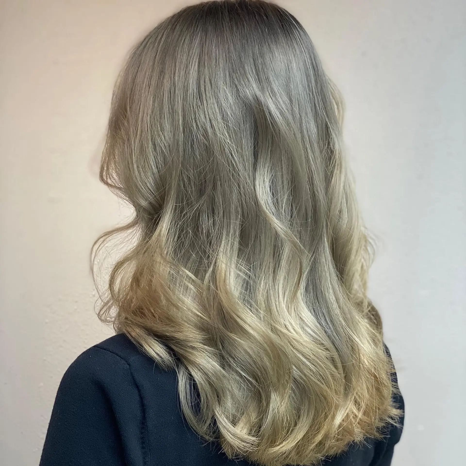 Long, layered waves with a stunning silver blonde ombre. 2
