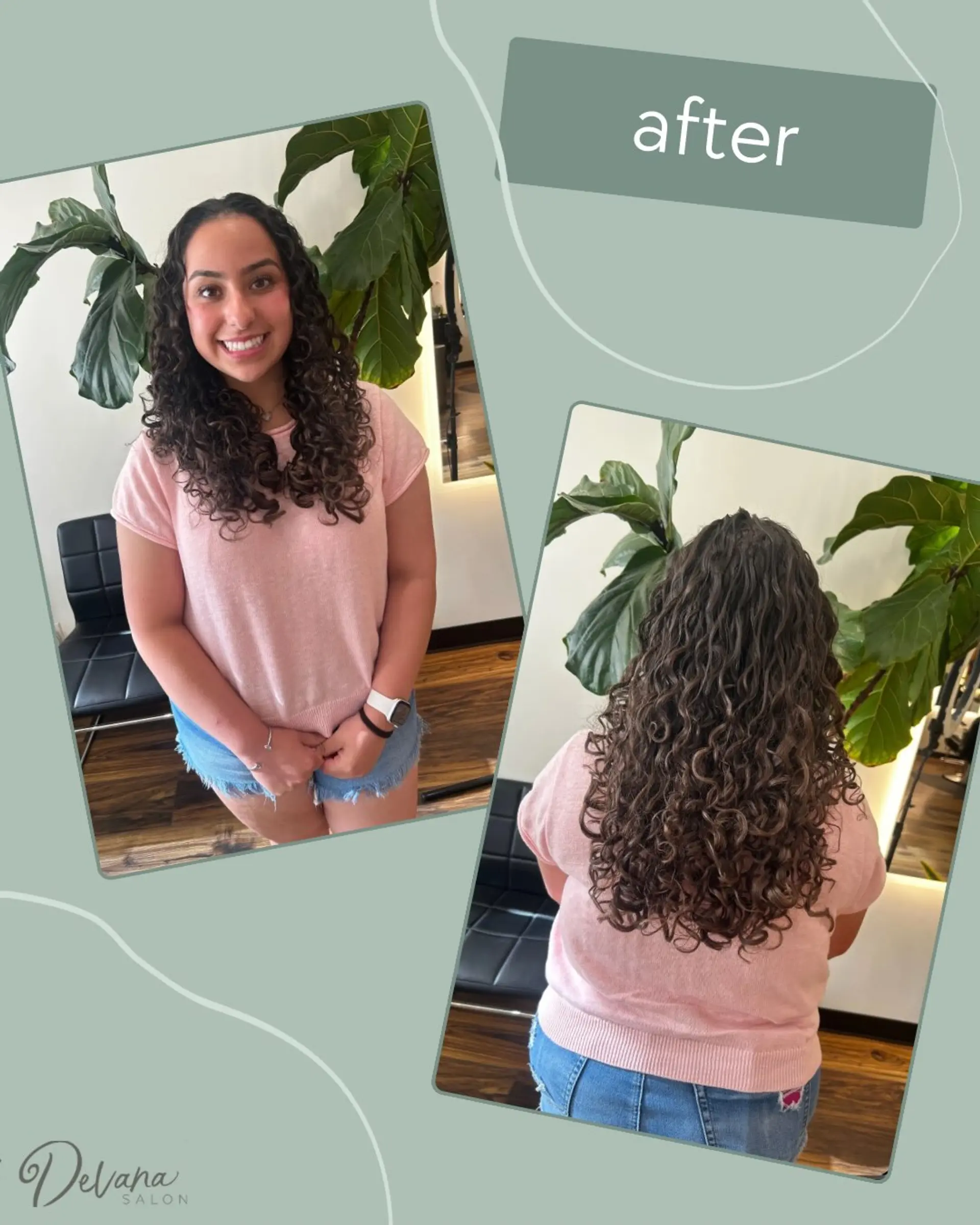 Long natural curls cut and shaped in cascading layers for definition and bounce. 1