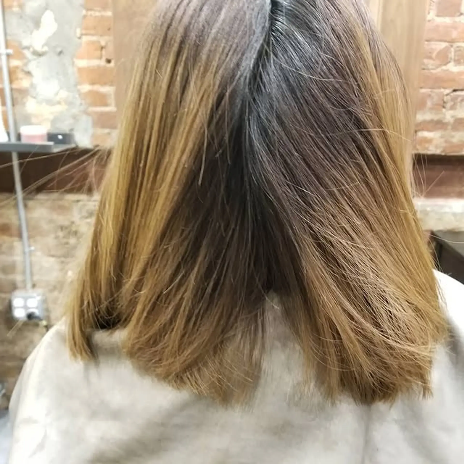 A medium-length blunt bob with a bronde balayage. 1