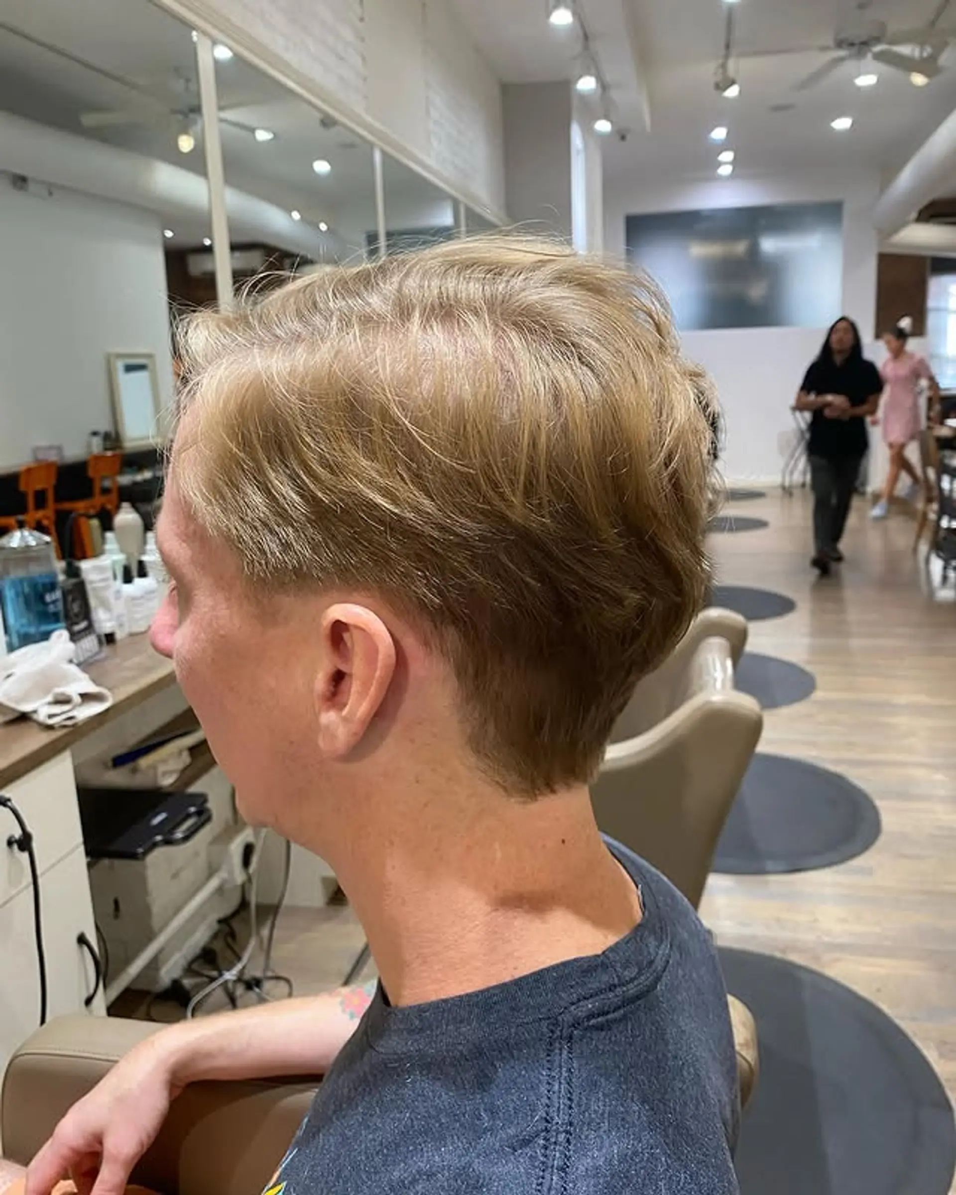 A textured crop with tapered sides. 1