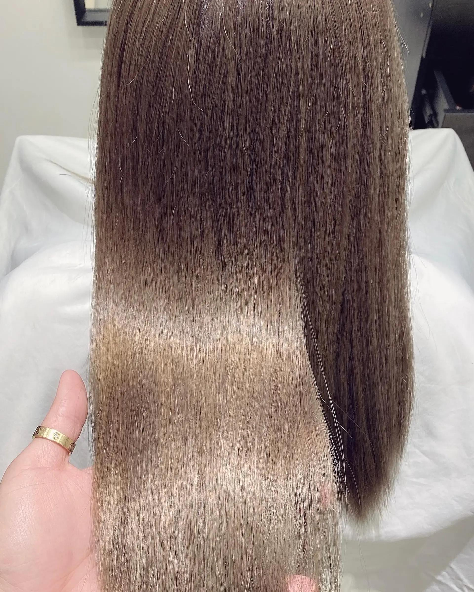 Long straight hair with a beautiful brunette to blonde ombre. 1