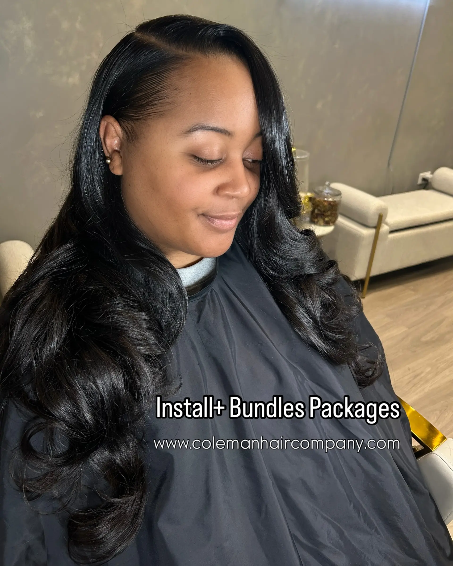 Glamorous long Hollywood waves created with a sew-in technique. 5